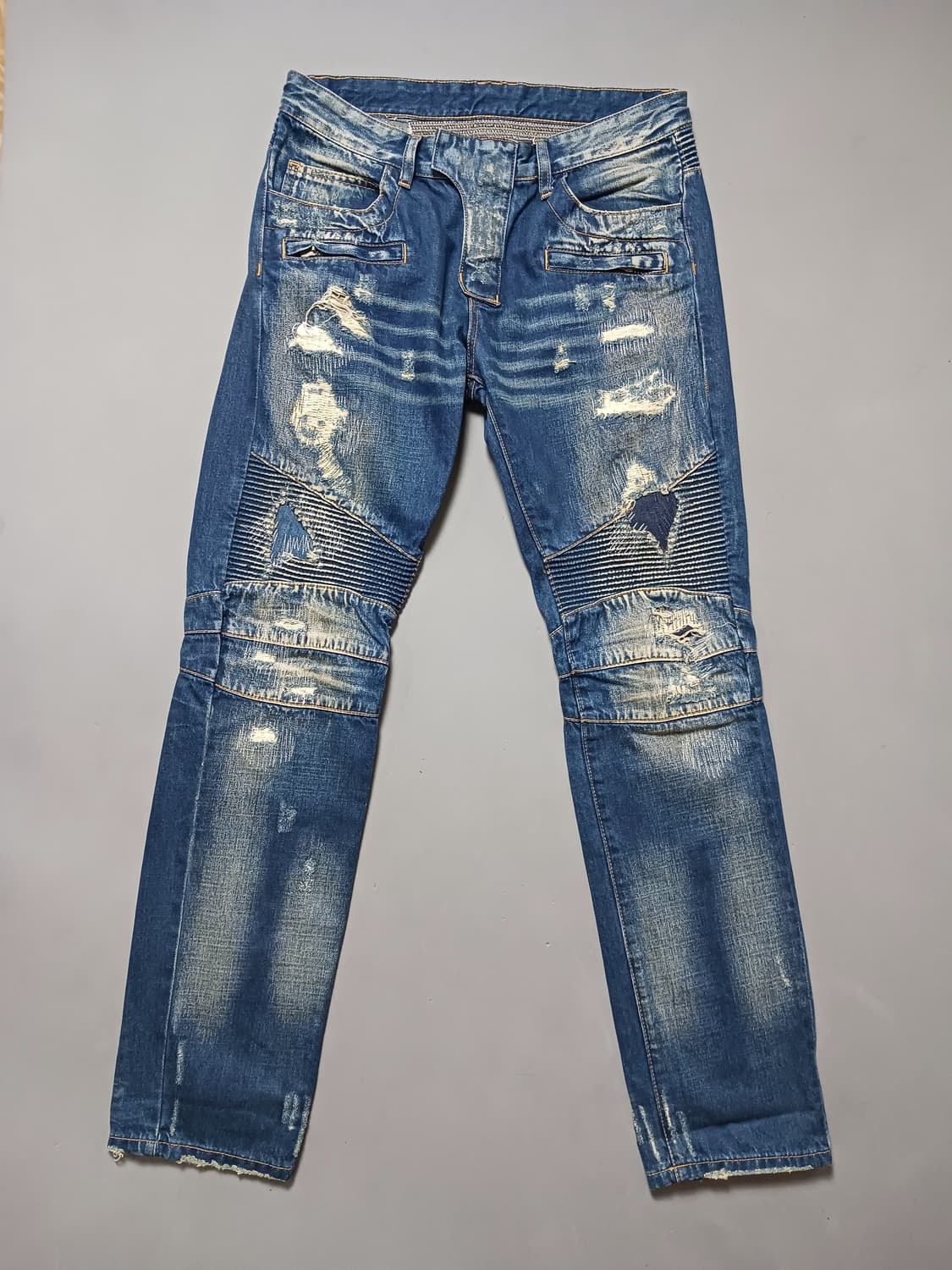 [32] 발망 데미지덧댐 워싱 바이커진 청바지 상품이미지1