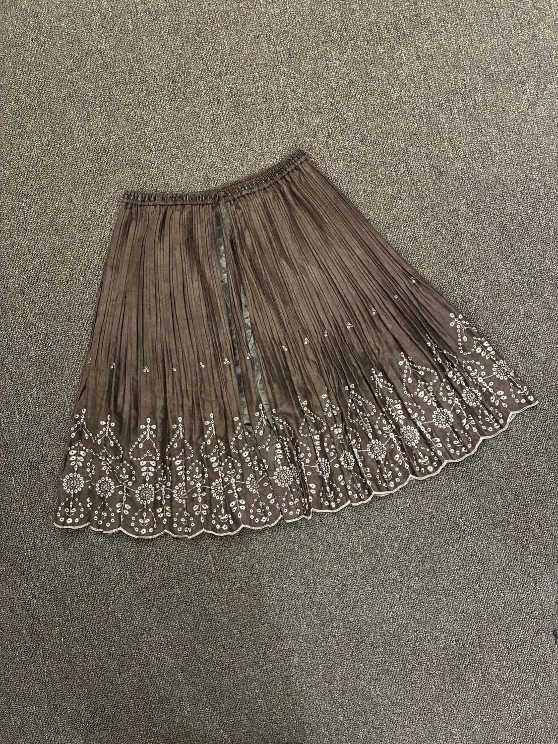 M)Japanese vintage 여성 꽃자수 미디 플리츠 스커트 상품이미지3