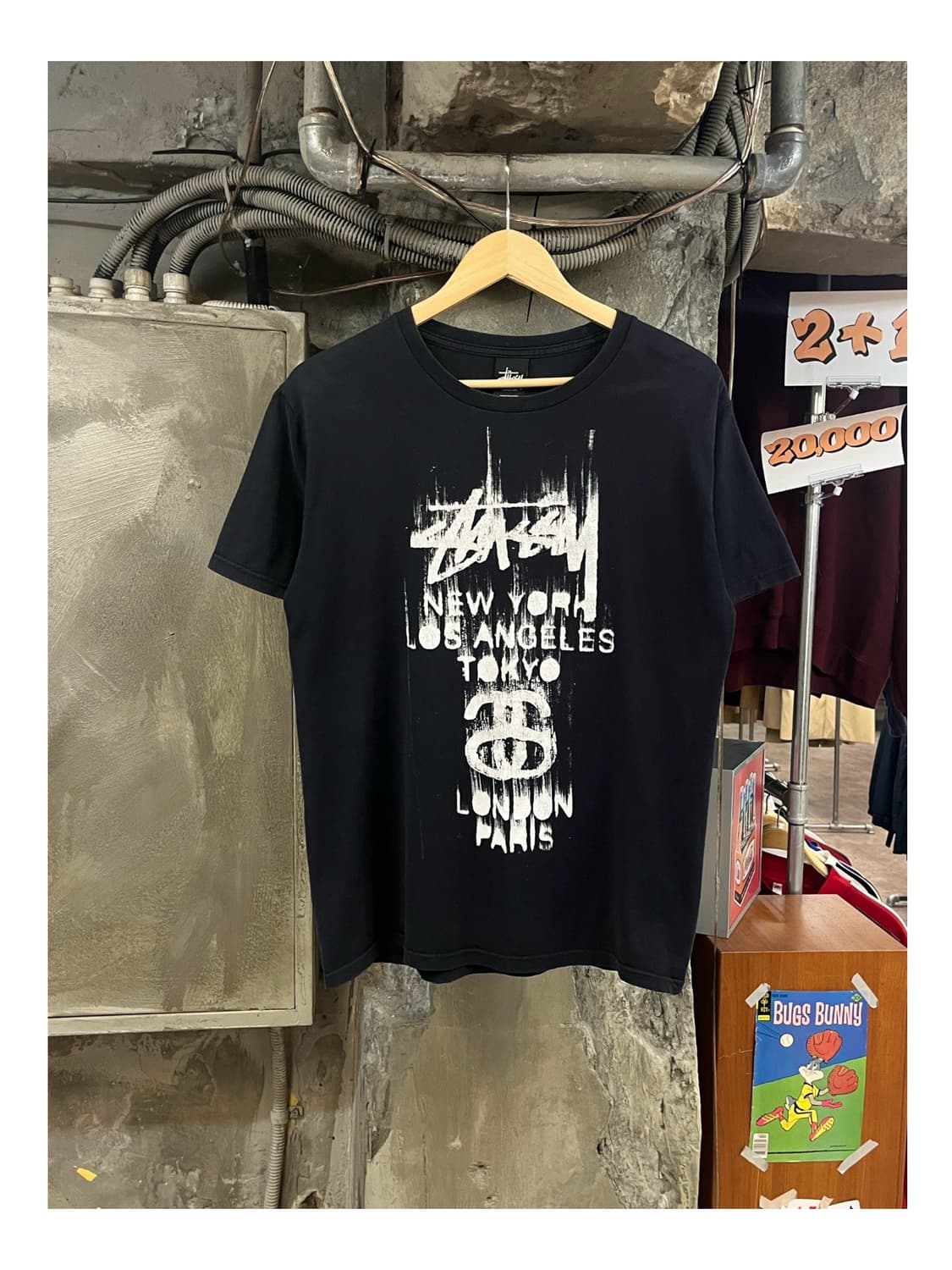 스투시 월드 투어 반팔티 블랙 M #csz3483 상품이미지1