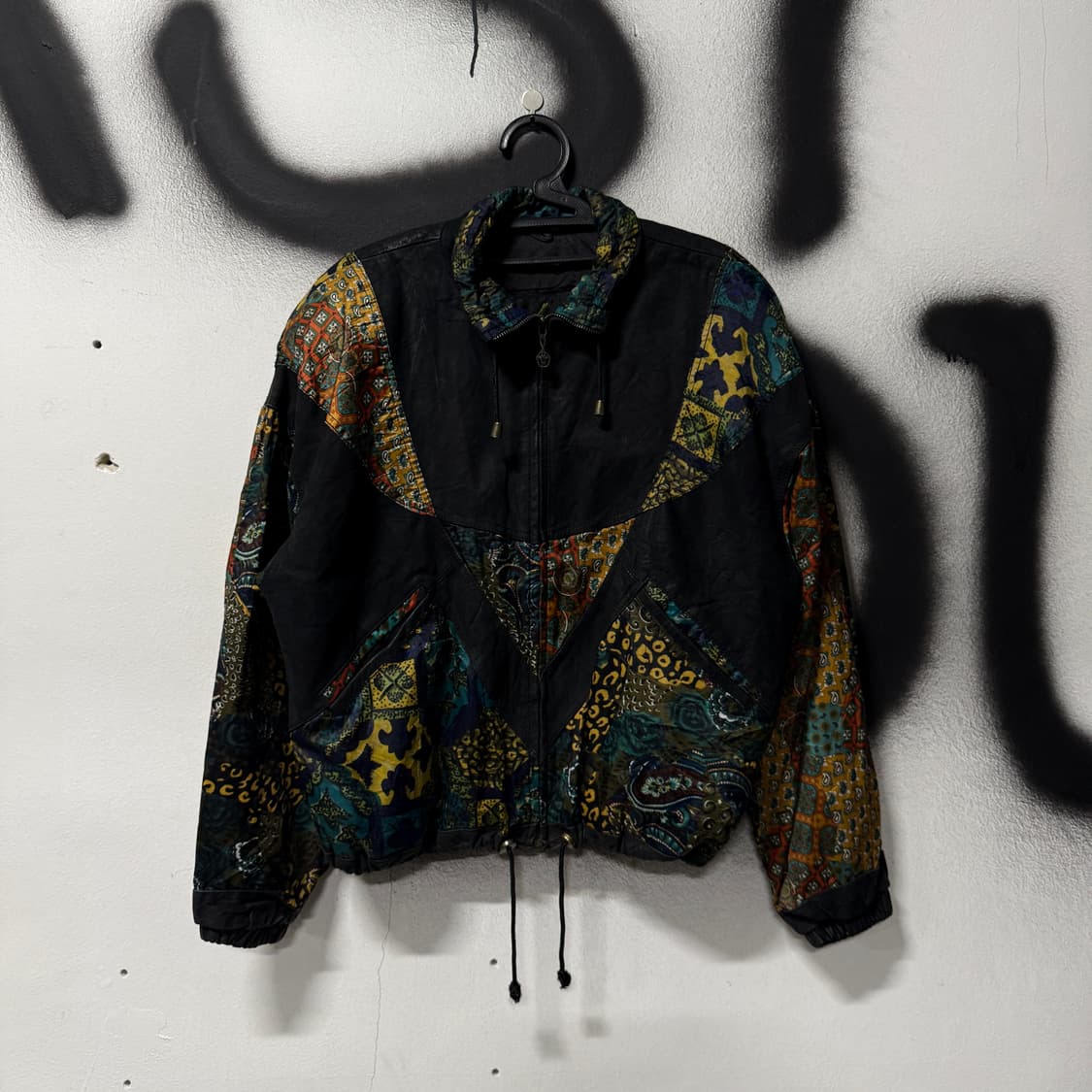 VTG 빈티지 100% 양가죽 배색 페이즐리 에스닉 가죽 자켓 상품이미지1