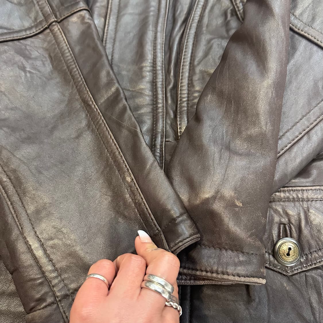 빈티지 브라운 양가죽 사파리 코트 자켓L 상품이미지5