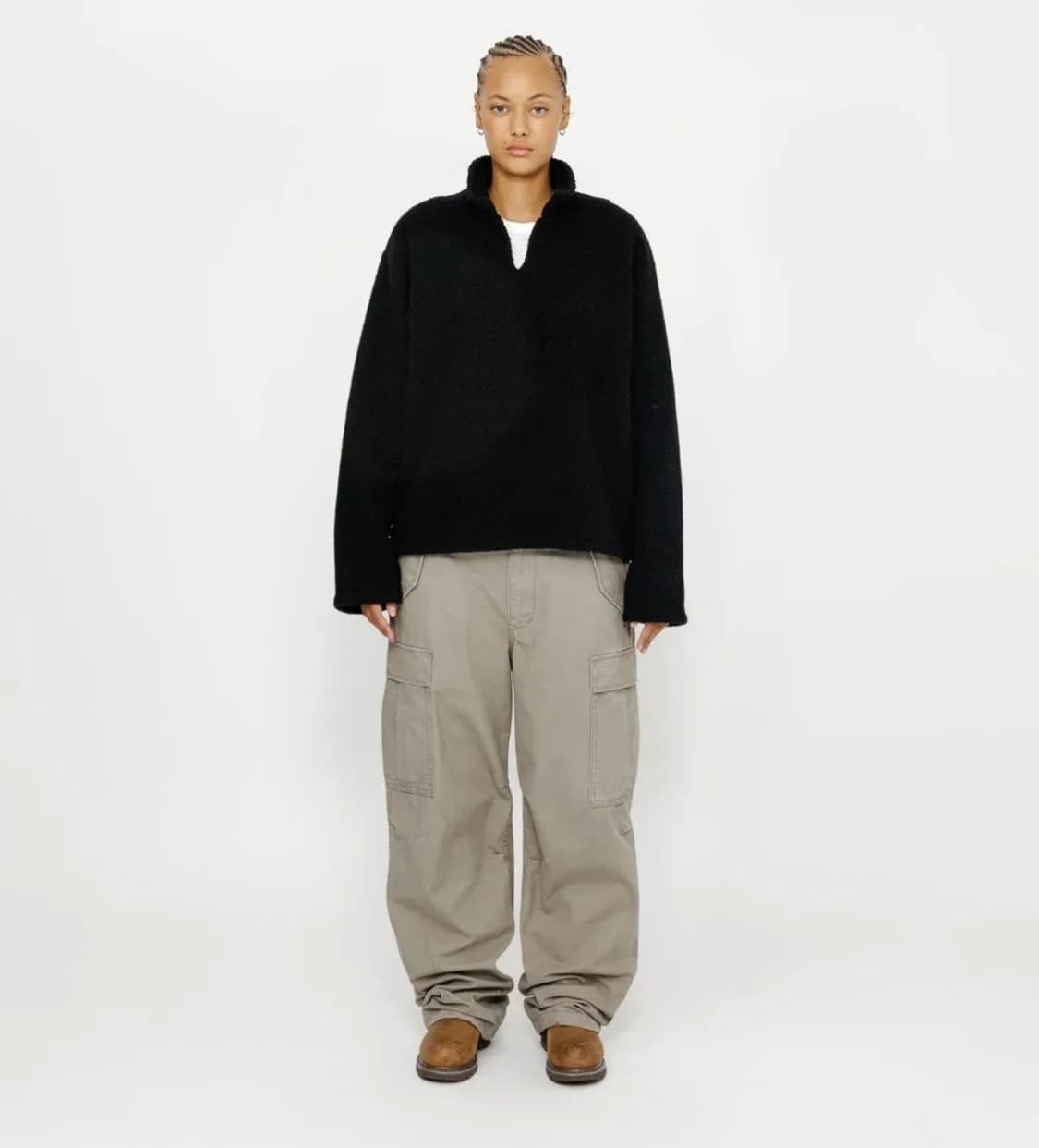 스투시 울 블렌드 쉐르파 풀오버 블랙 m사이즈 판매합니다 상품이미지4