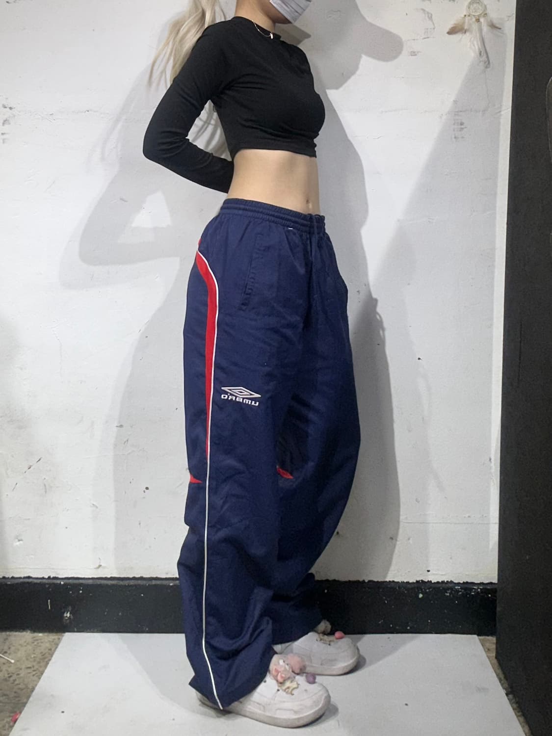 엄브로 네이비 와이드 사이드 라인 트랙 팬츠 M 상품이미지1