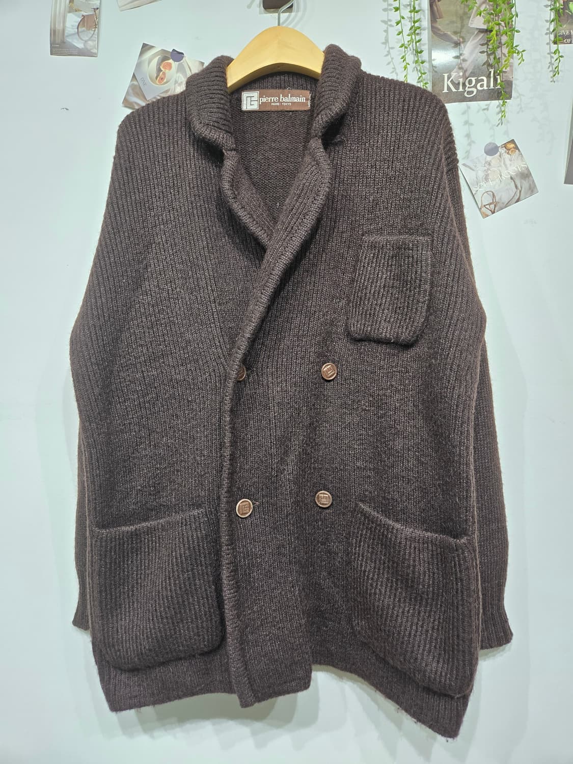 발망 브라운 더블 버튼 니트 가디건 상품이미지3