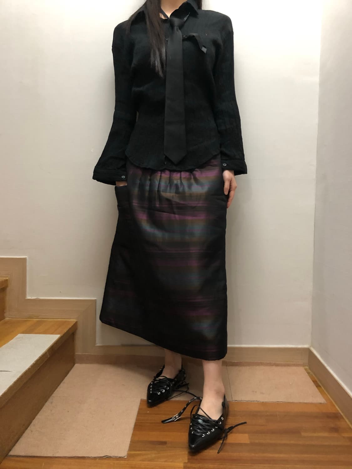 빈티지 블랙 오리엔탈 패딩 스커트 상품이미지7