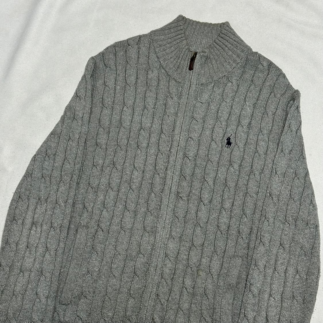 M 폴로랄프로렌 그레이 케이블 히프 니트집업 상품이미지1