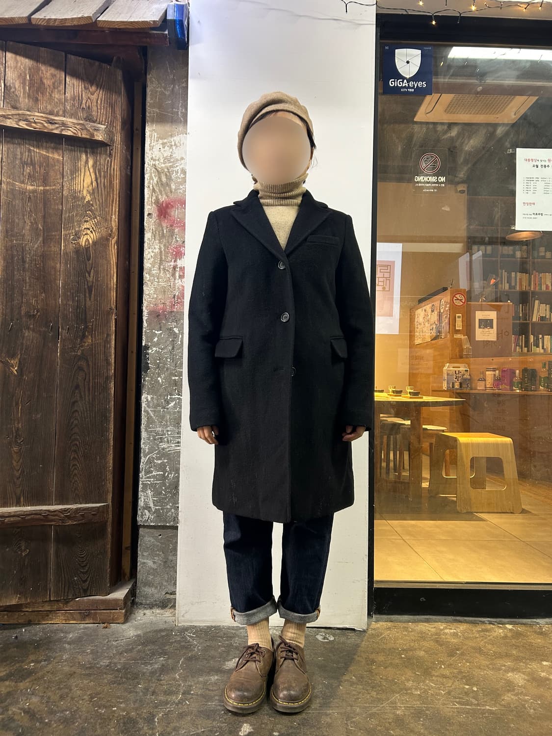 블랙 싱글 울 코트 상품이미지10