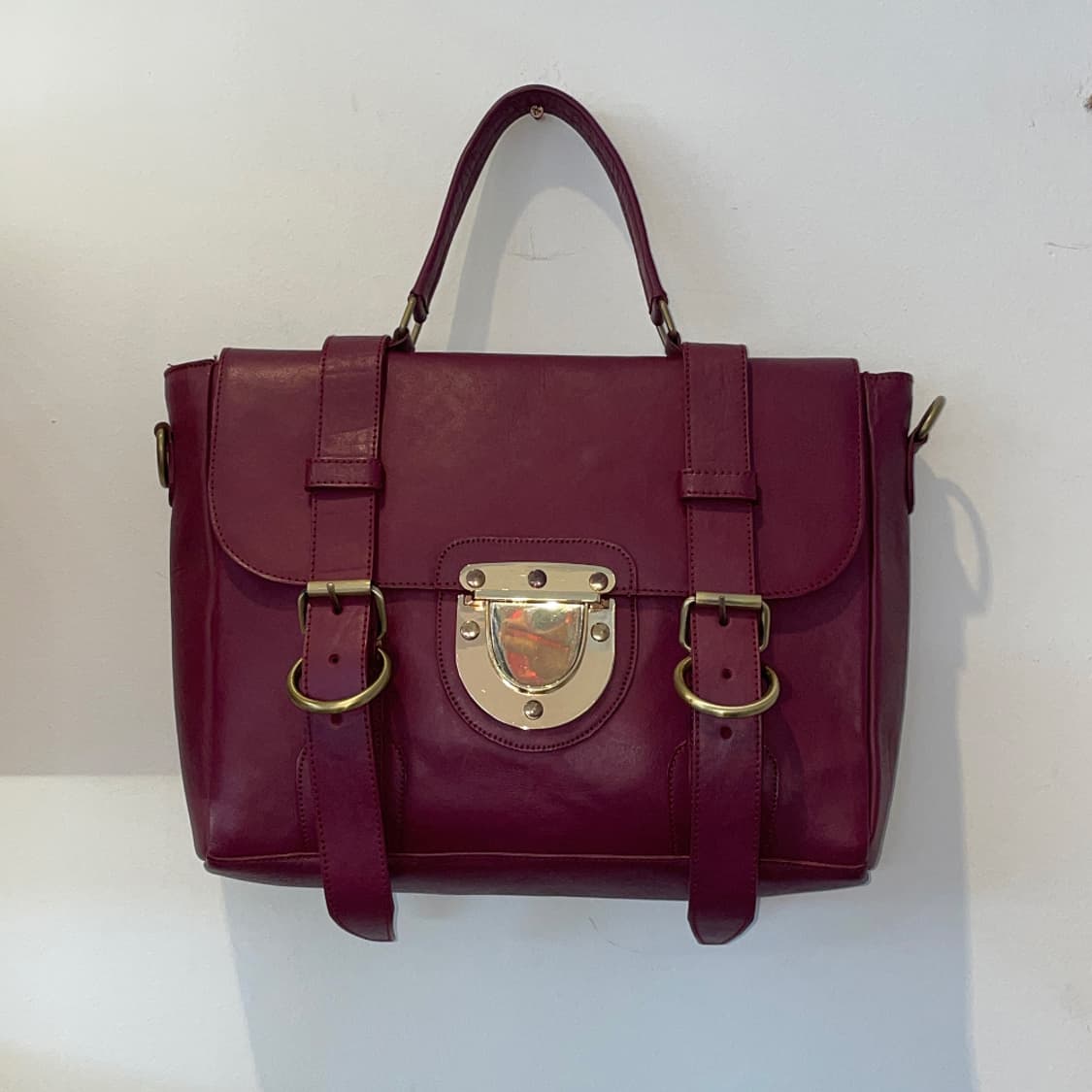 SU-SHI Leather Satchel Bag_Burgundy 상품이미지3