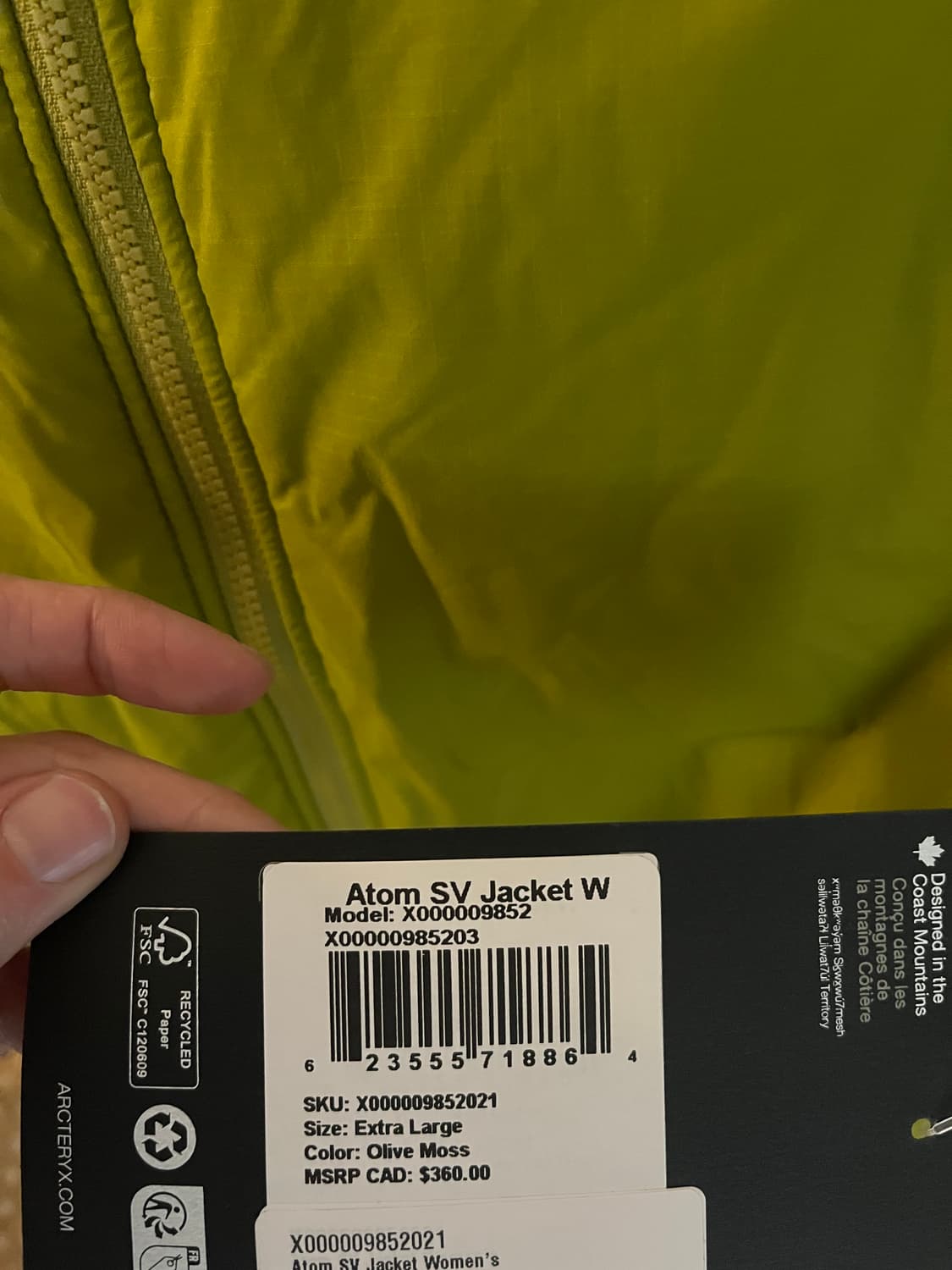 Atom sv jacket xl olive moss 여성용 상품이미지2