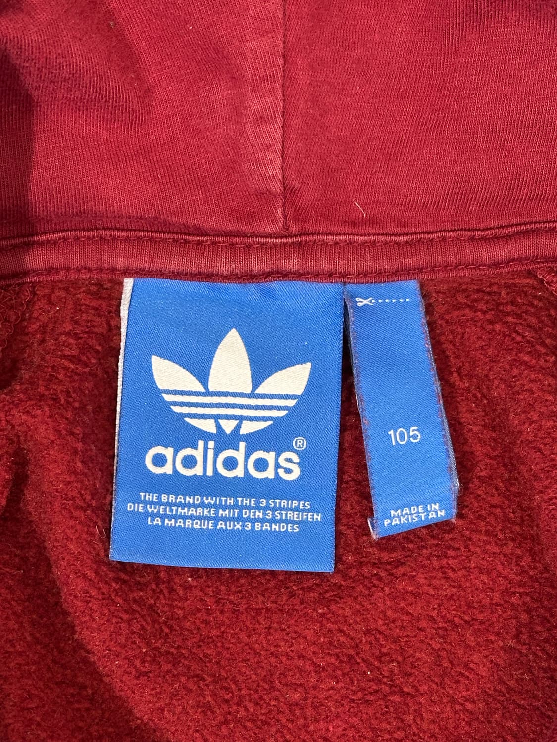 아디다스 버건디 화이트 빅 로고 오버핏 후드티 105 상품이미지7