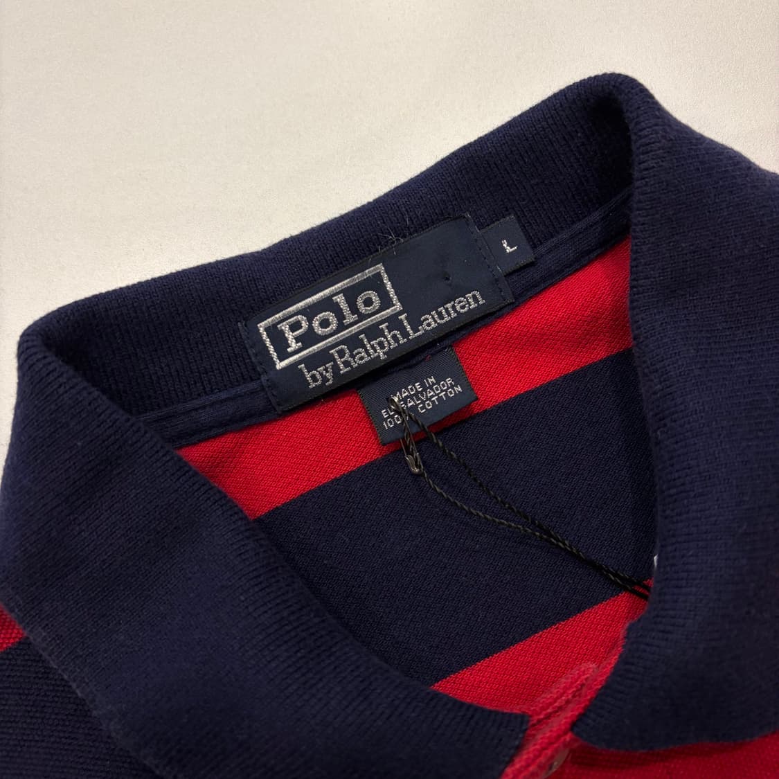 [L] 폴로 랄프로렌 스트라이프 반팔 카라티 레드 D555 상품이미지4