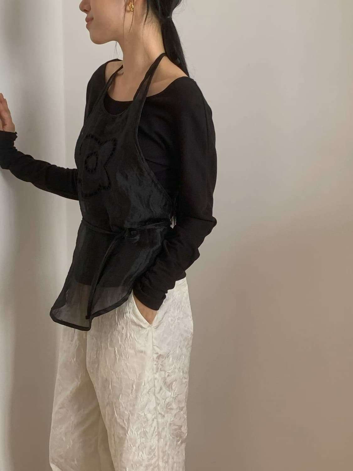 플라워 홀터넥 에이프런 나시 새상품 상품이미지4