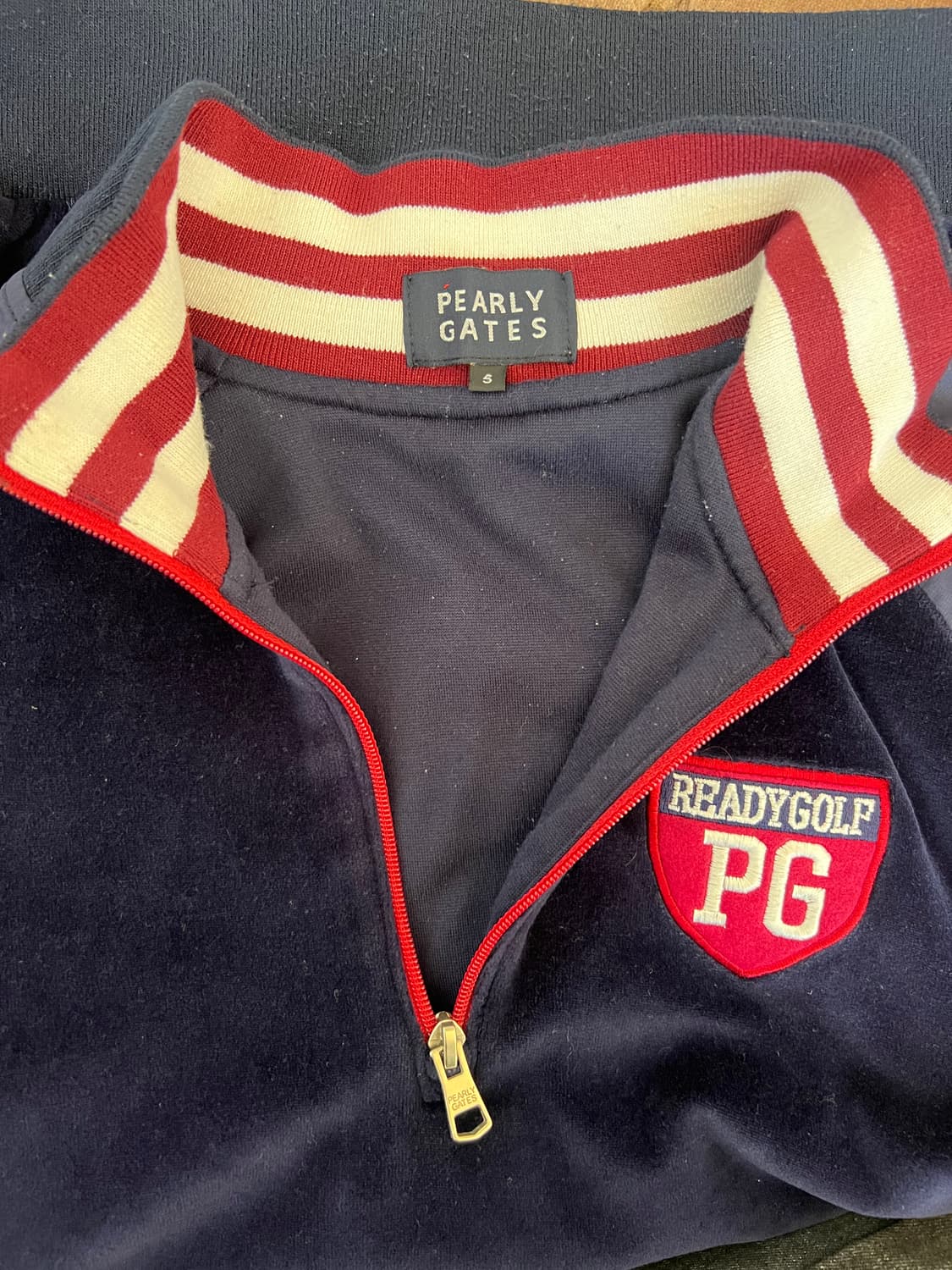 파리게이츠 여성 네이비 벨벳 벨로아 트랙탑티셔츠 반집업티셔츠 상품이미지5