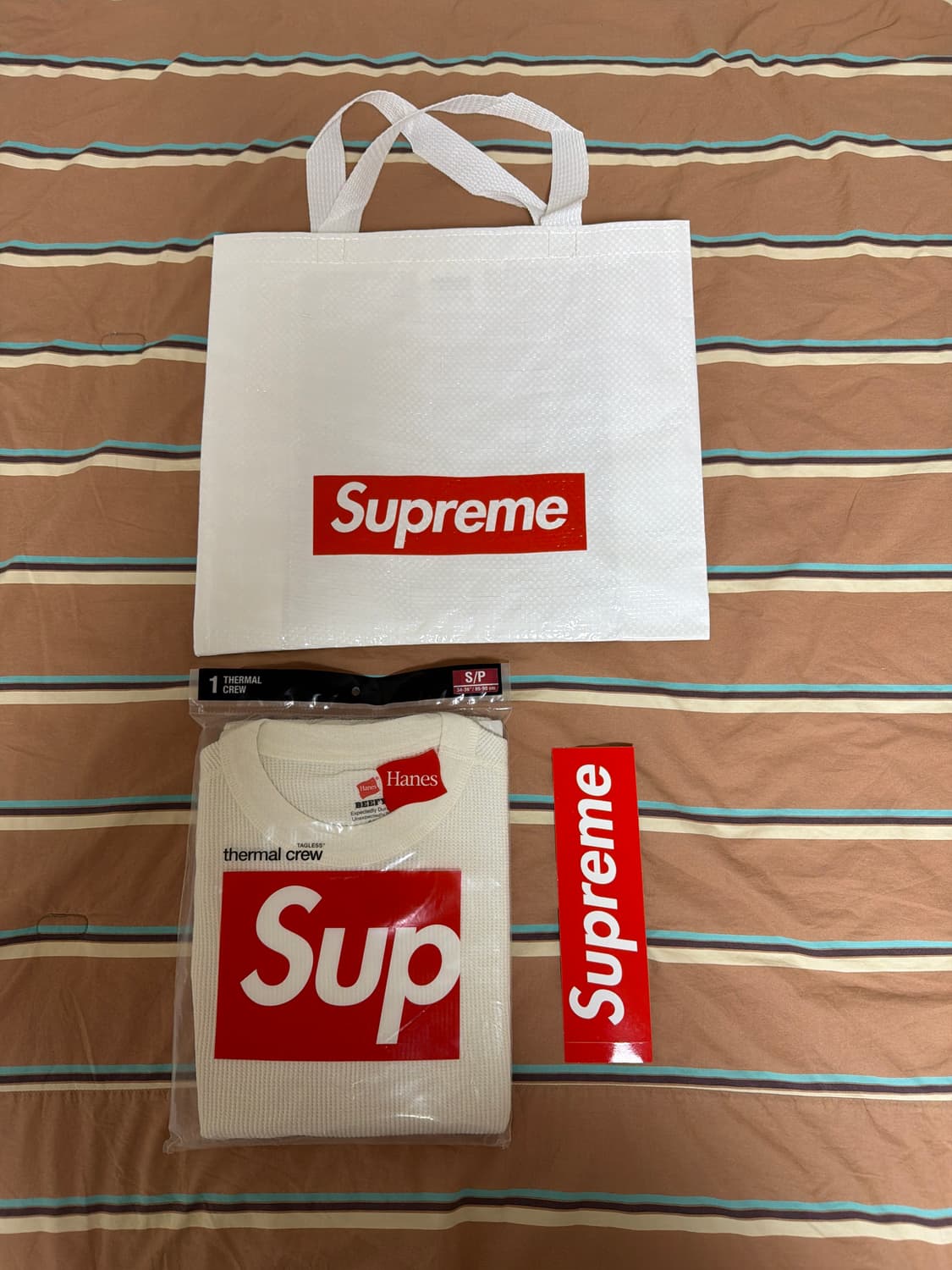 슈프림 헤인즈 써멀 크루 내추럴 새제품 (S) 상품이미지3