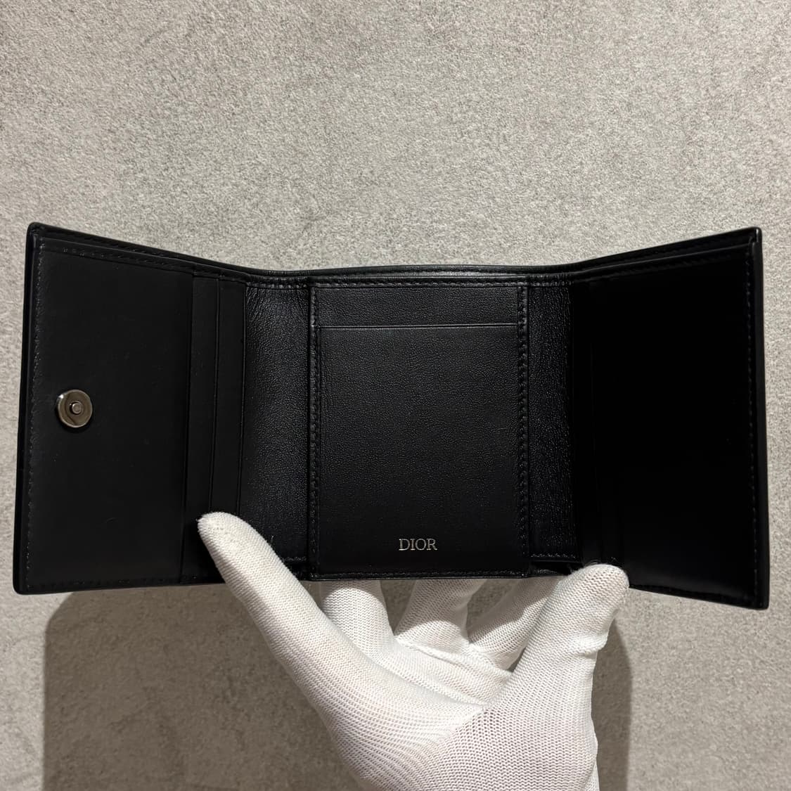 S OS사이즈 디올 CD 다이아 3단 반지갑 블랙 상품이미지8
