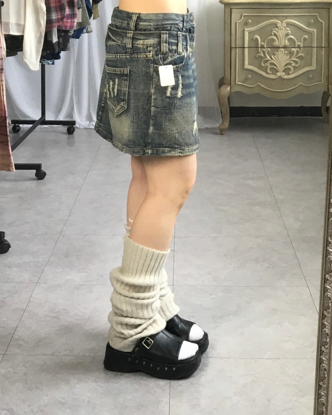 Double waist denim skirt 상품이미지6