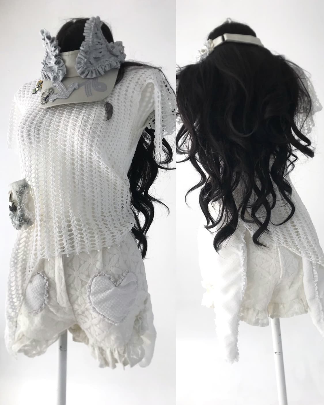 Custom🐾)White&sliver net angelwings top 상품이미지5