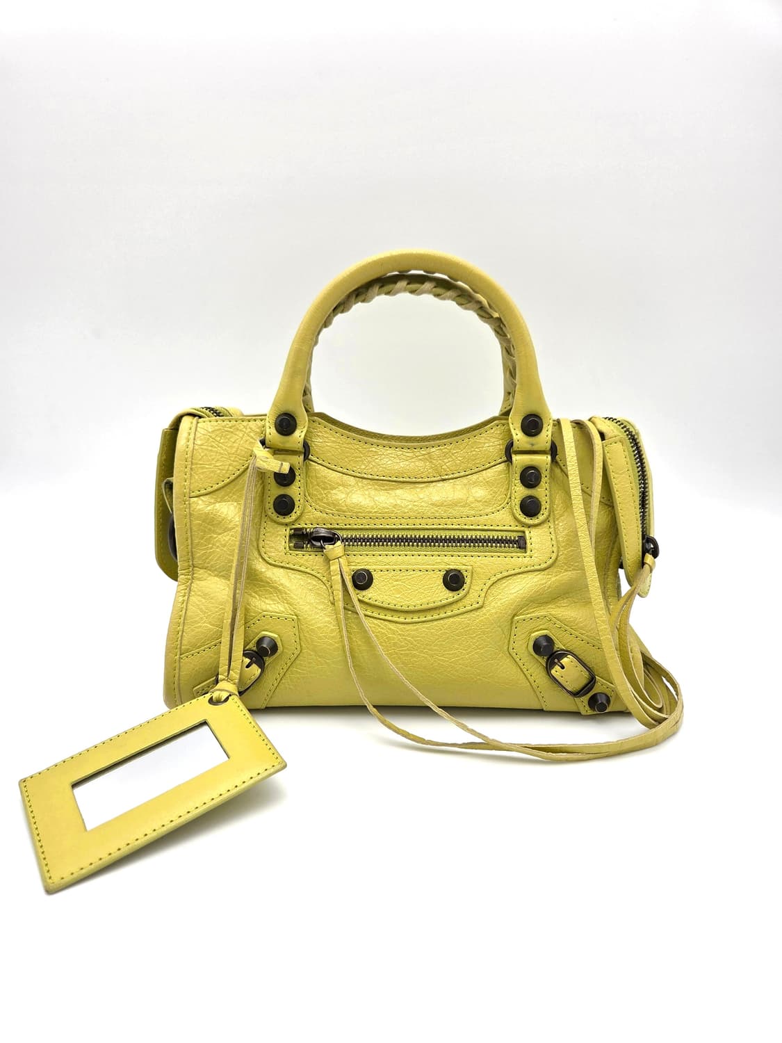 발렌시아가 클래식 미니 시티백 레몬 라임 머스타드 컬러 상품이미지1