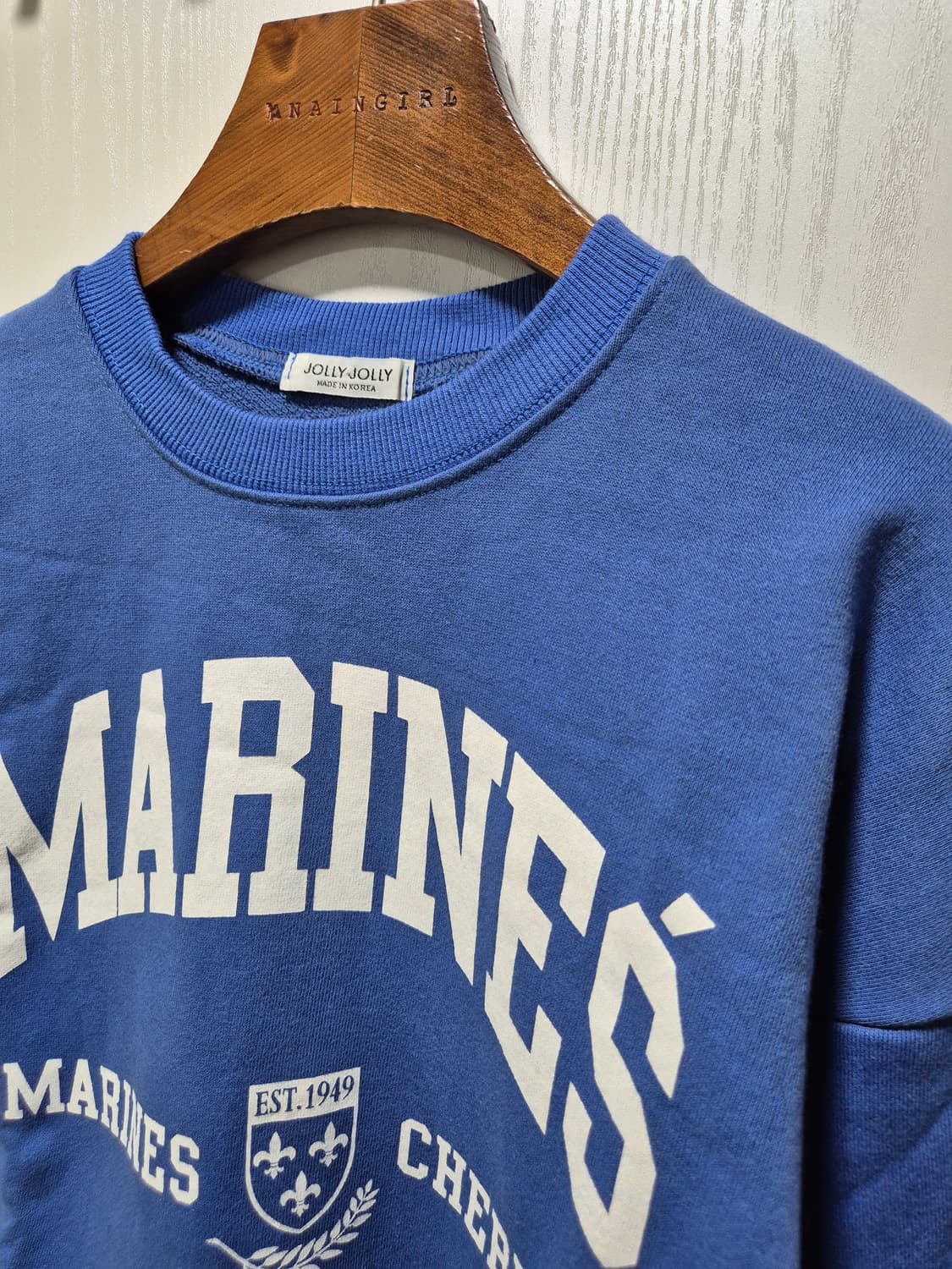 (새일)(새상품)졸리졸리 마린블루 크롭 맨투맨 상품이미지5