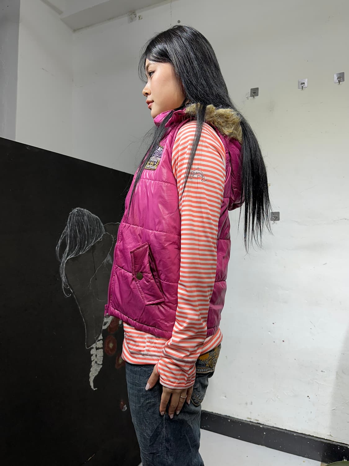 Jpn 일본빈티지 y2k 갸루 올프죠 페딩 조끼 상품이미지5