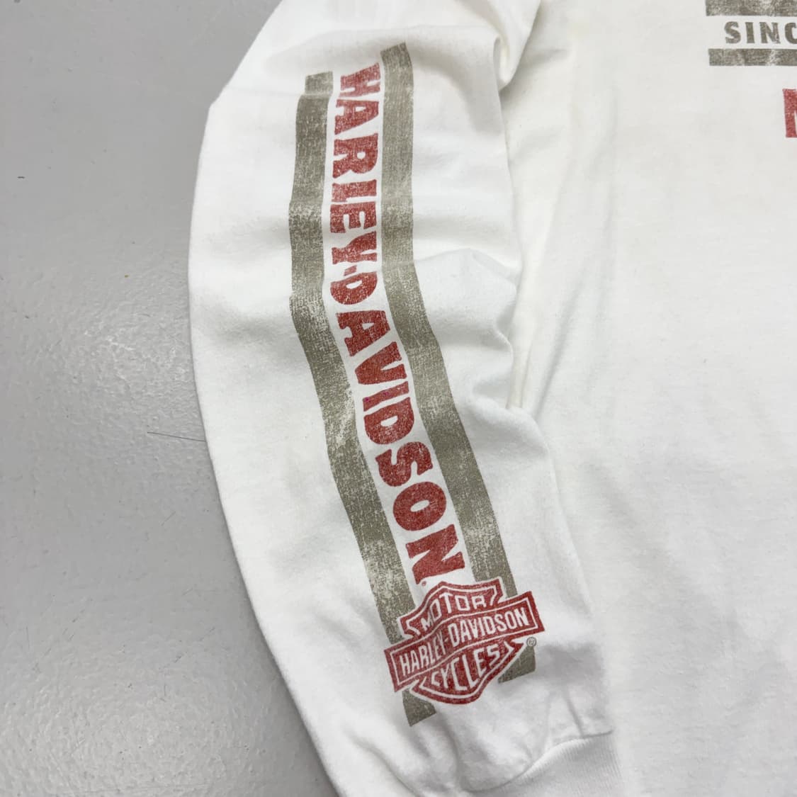 할리데이비슨 모터싸이클 그래픽 빈티지 롱슬리브 긴팔 티셔츠 화이트 상품이미지5