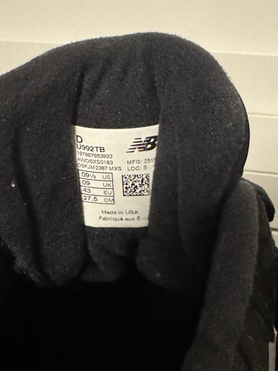 뉴발란스 992 트리플 블랙 (275mm) 상품이미지5