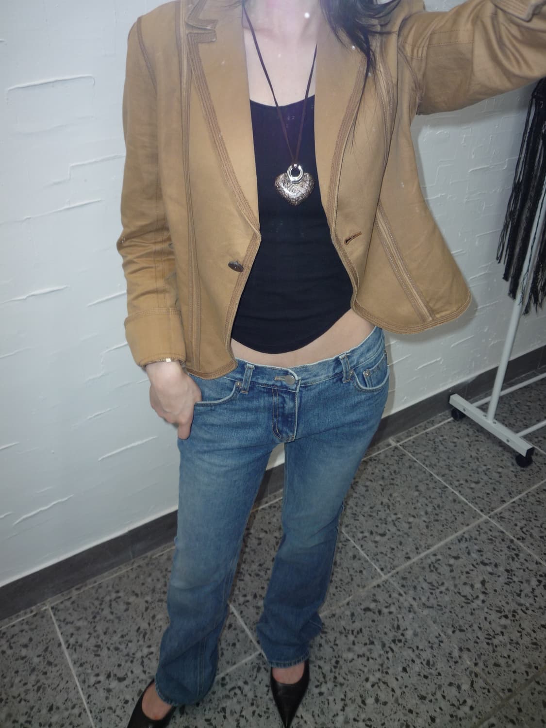 Beige one button jacket 상품이미지5