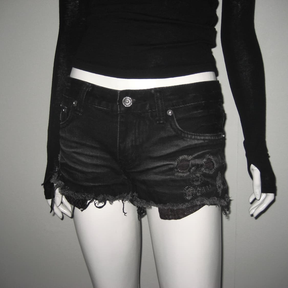 펑크 흑청 팬츠 반바지 상품이미지5