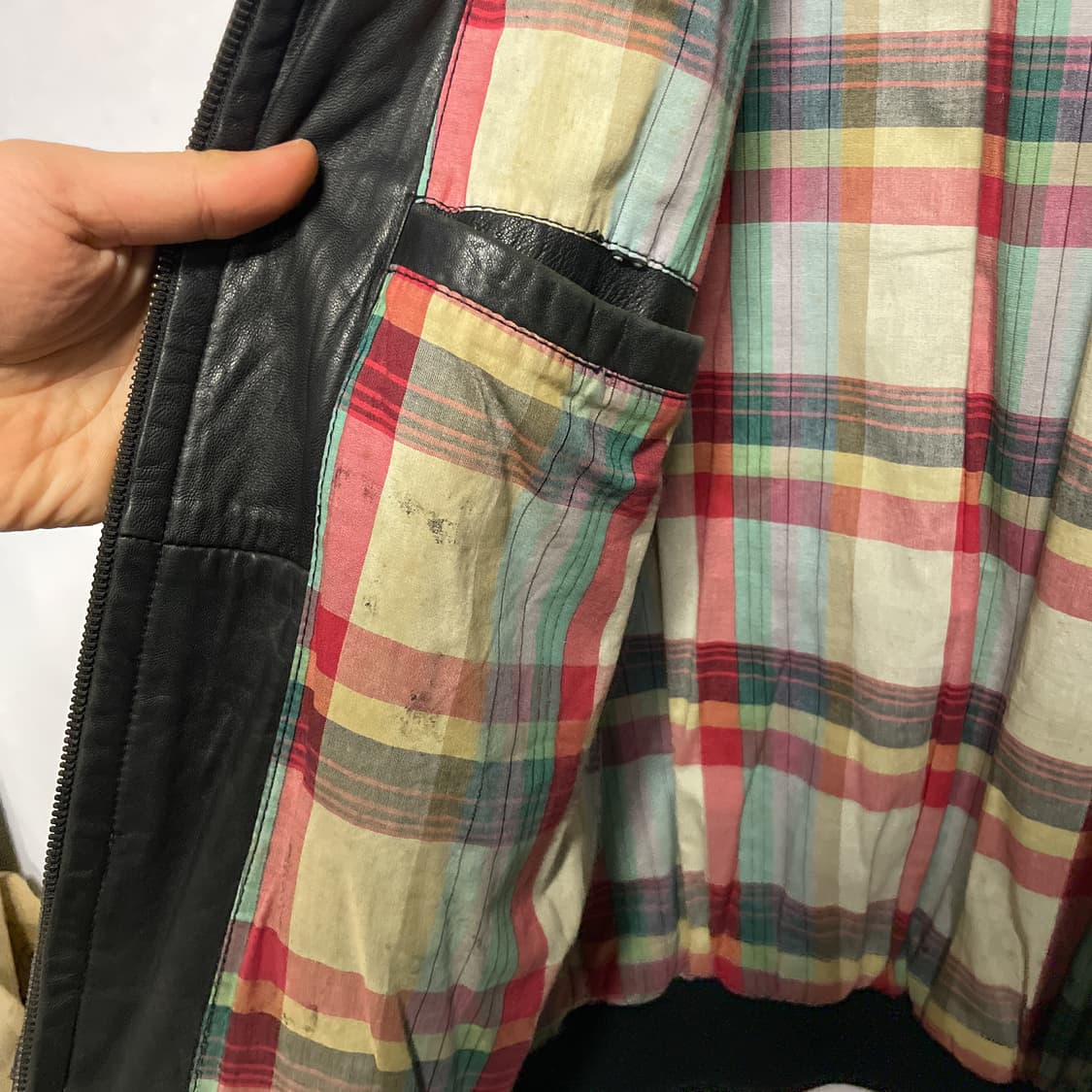 베라펠레 이탈리아 빈티지 가죽 봄버 자켓 블랙 50사이즈 상품이미지6