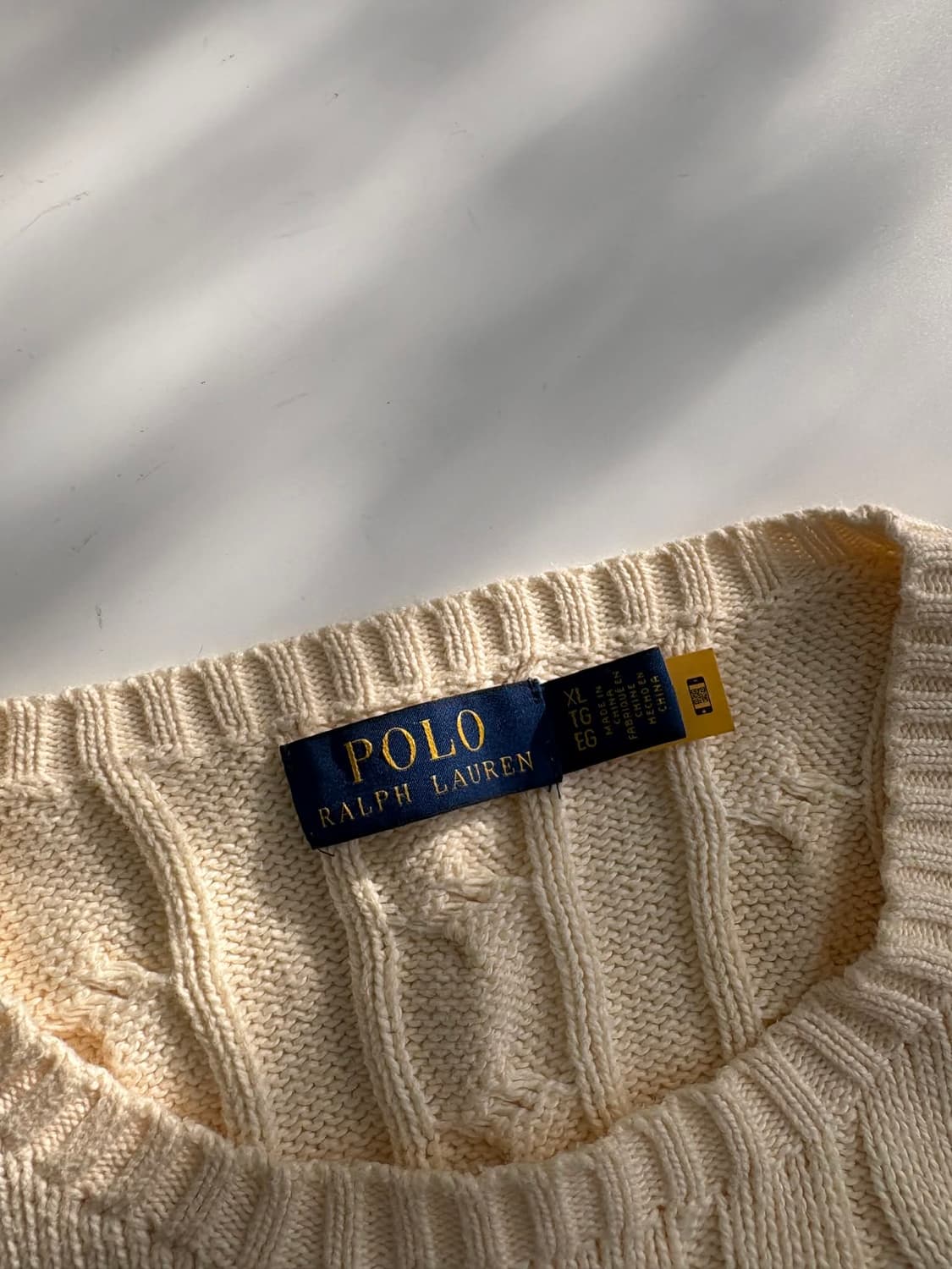 [XL] 폴로 랄프로렌 QR 아이보리 케이블 니트 스웨터 상품이미지4