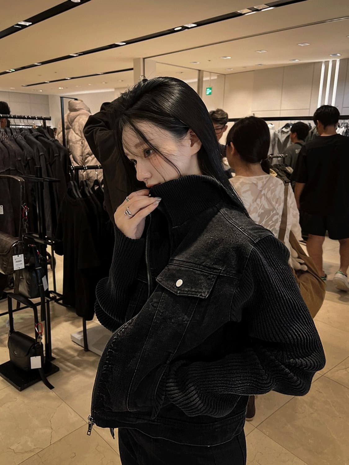 새상품) 하츠코시 흑청 자켓 + 블랙 니트 상품이미지1