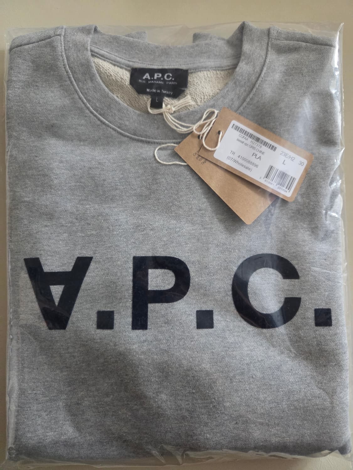 (새상품)아페쎄 VPC 로고 맨투맨 그레이 XL, L 상품이미지4