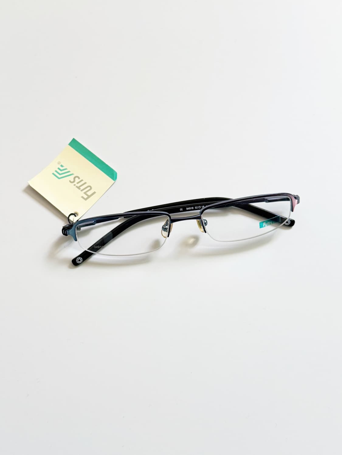 90s FUTIS 블루 메탈 스퀘어 반무테 빈티지 안경 상품이미지2