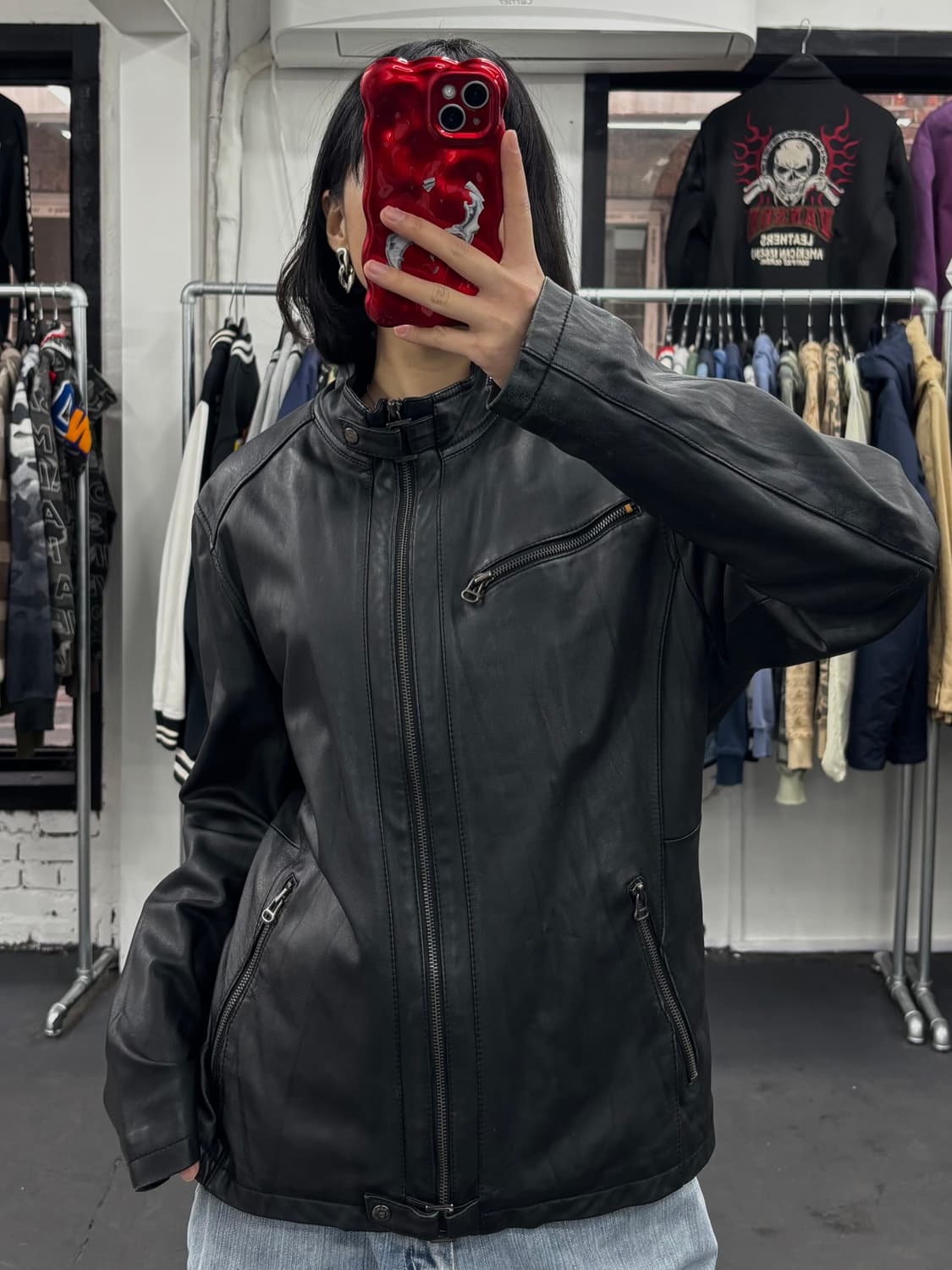 Renoma 넥버클 가죽 자켓 상품이미지3