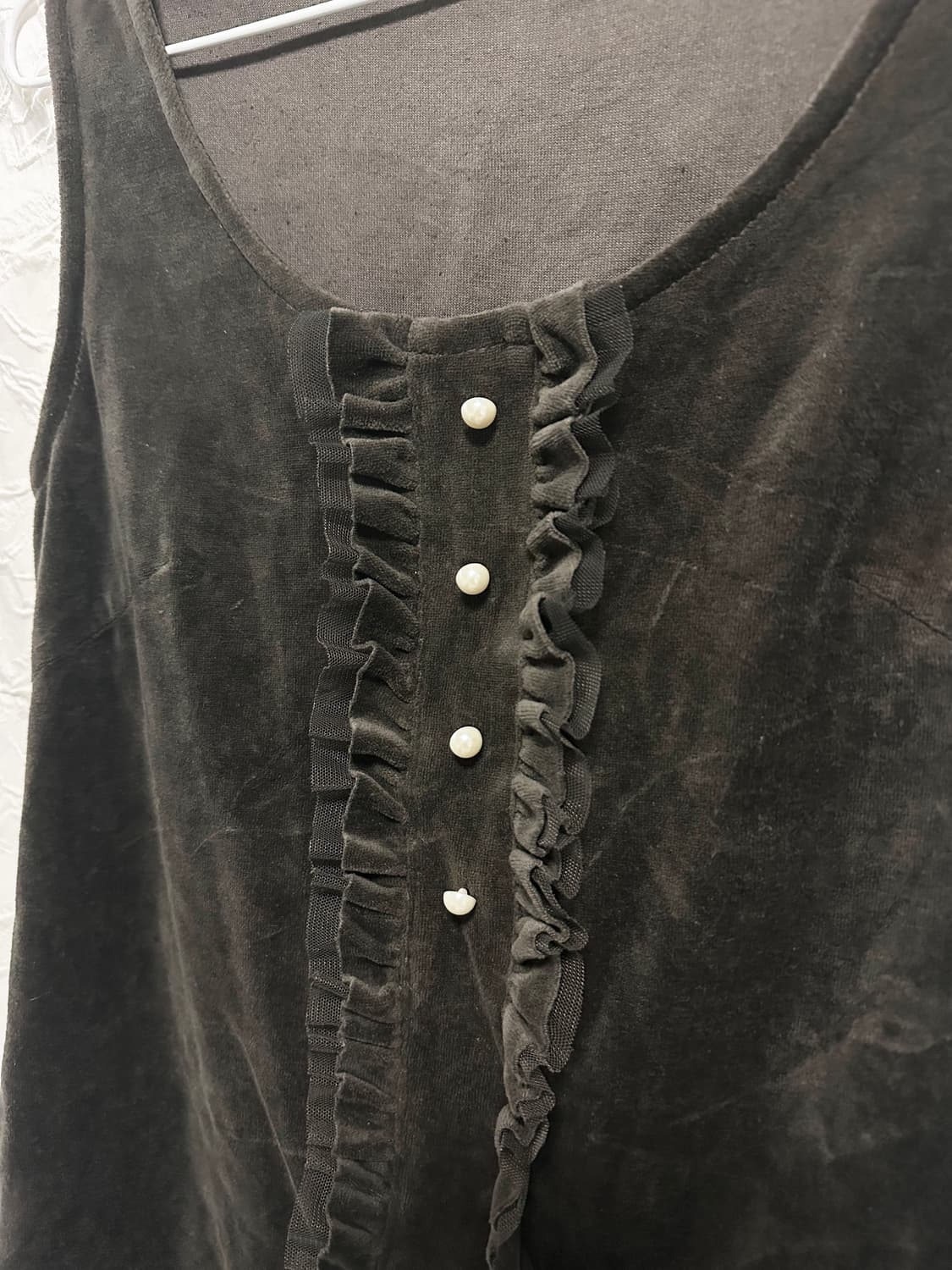 빈티지 니혼진 로걀 벨벳 프릴 슬리브리스 탑 상품이미지2