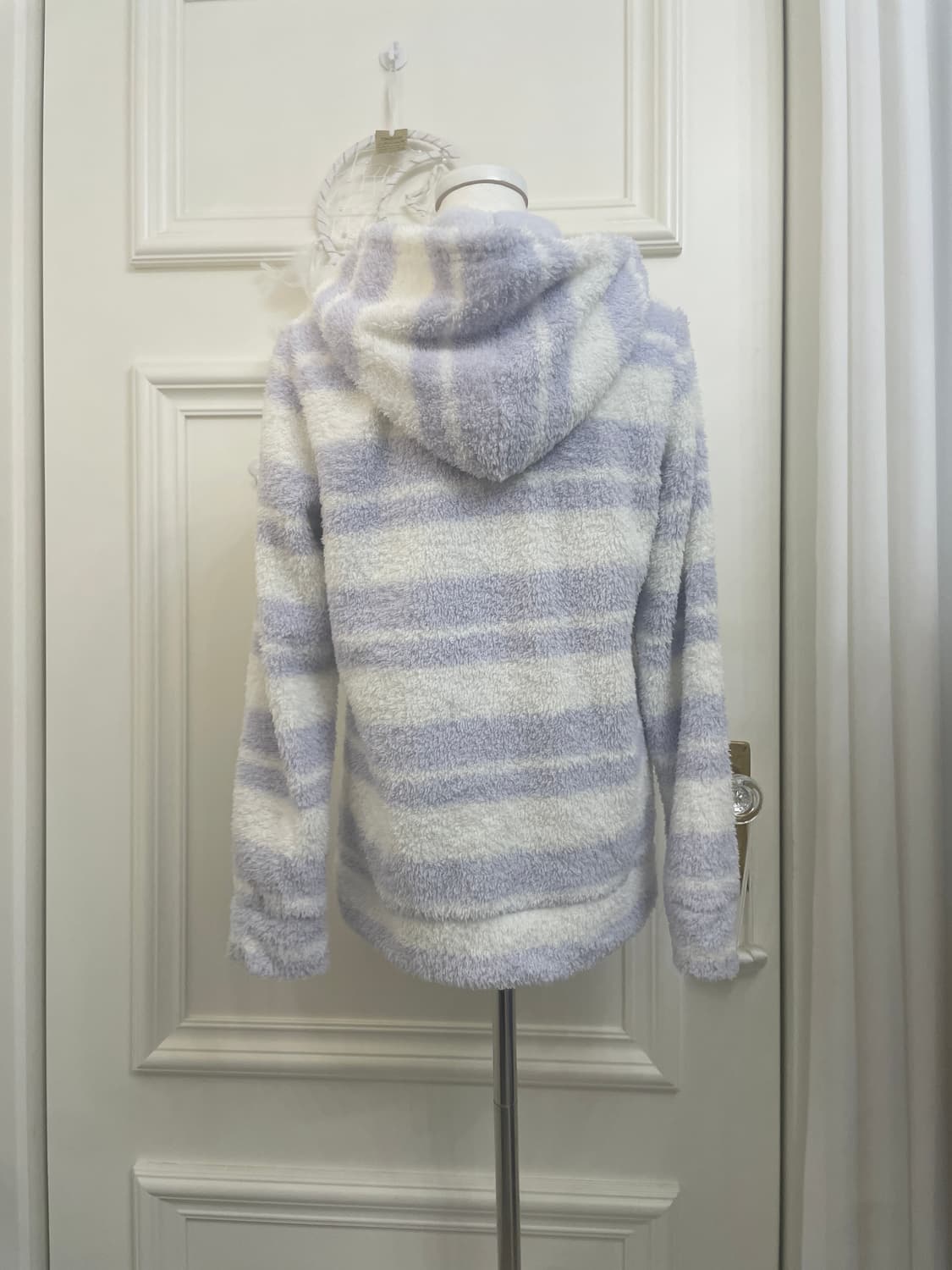ivory blueberry stripe fur hoodie-zip 상품이미지3