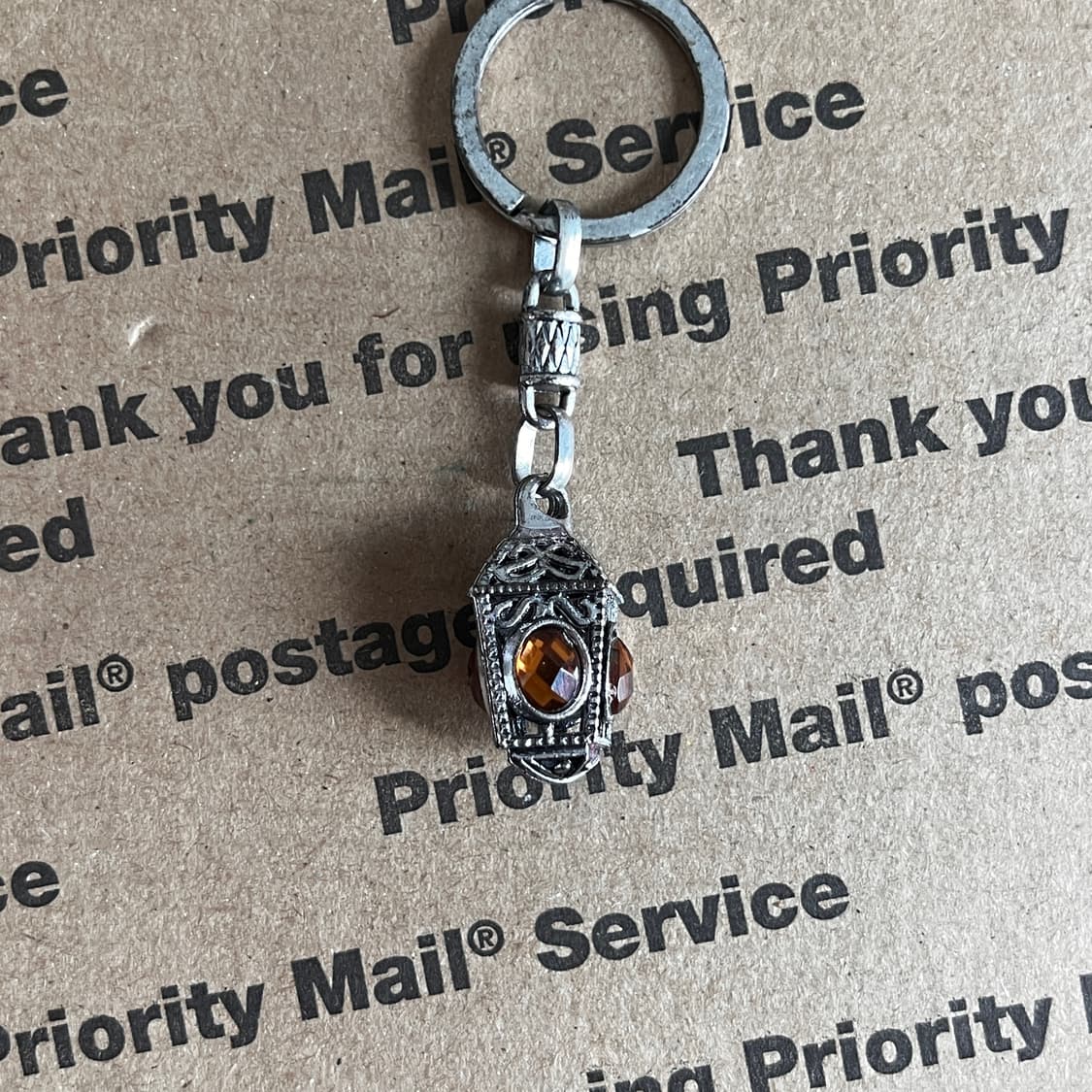 90s vtg Amber Jewel Lantern Keyring 상품이미지1