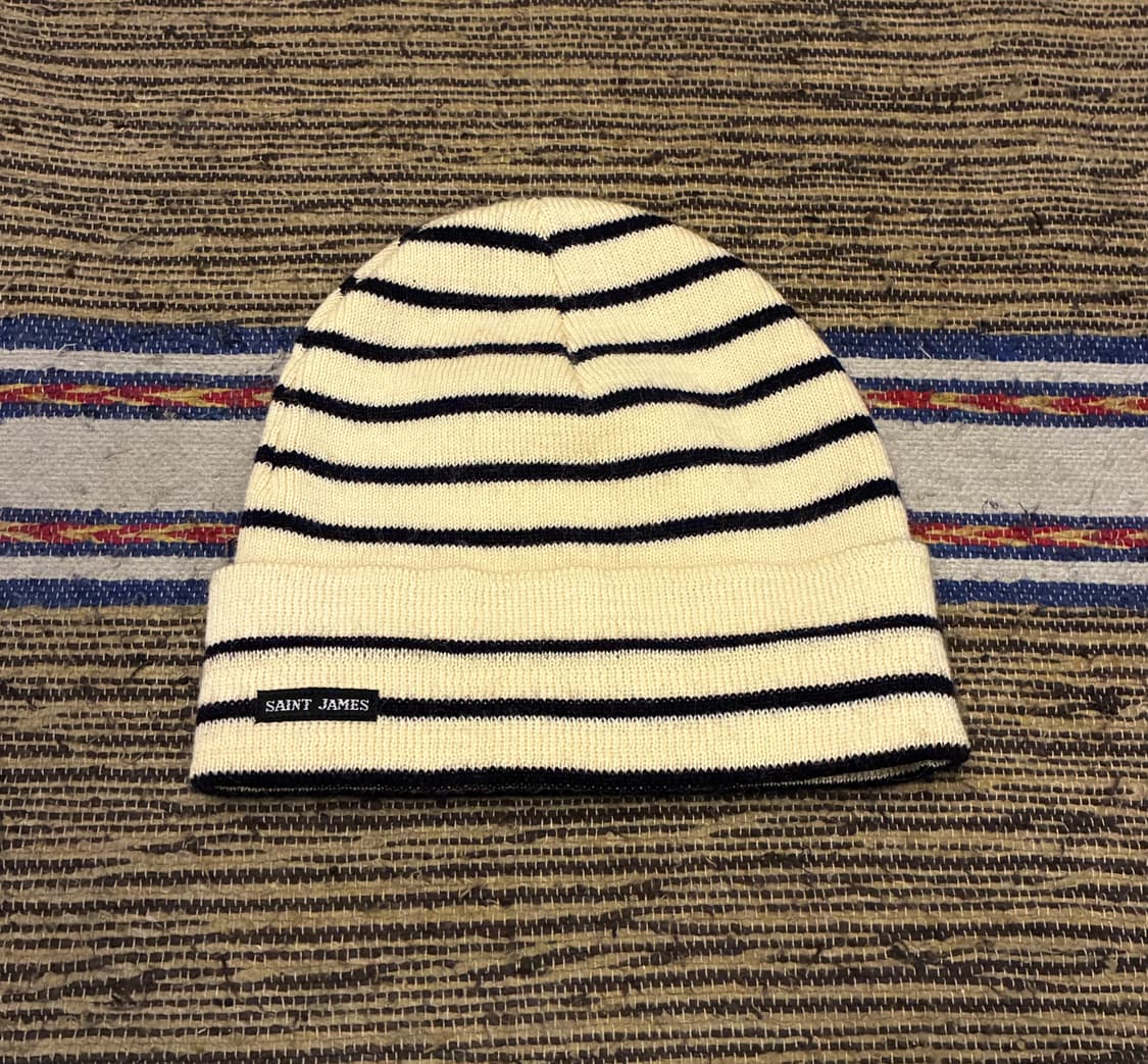 (F)세인트제임스 울 스트라이프 비니 와치캡 크림 블랙 상품이미지2