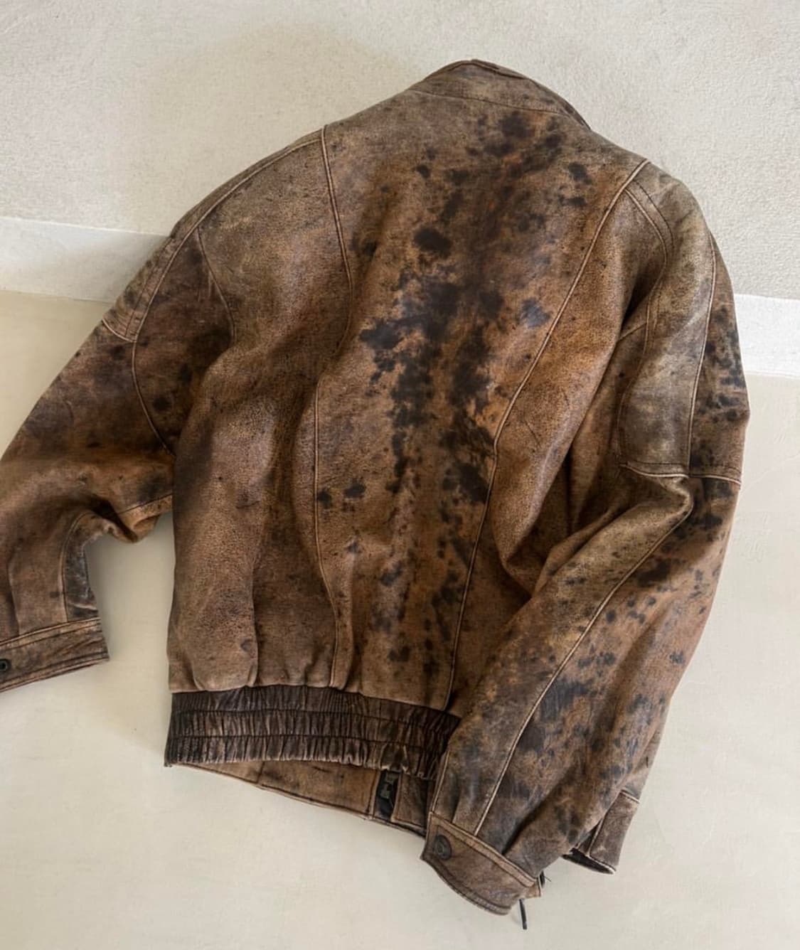 유럽 빈티지 가죽 봄버 자켓 상품이미지2