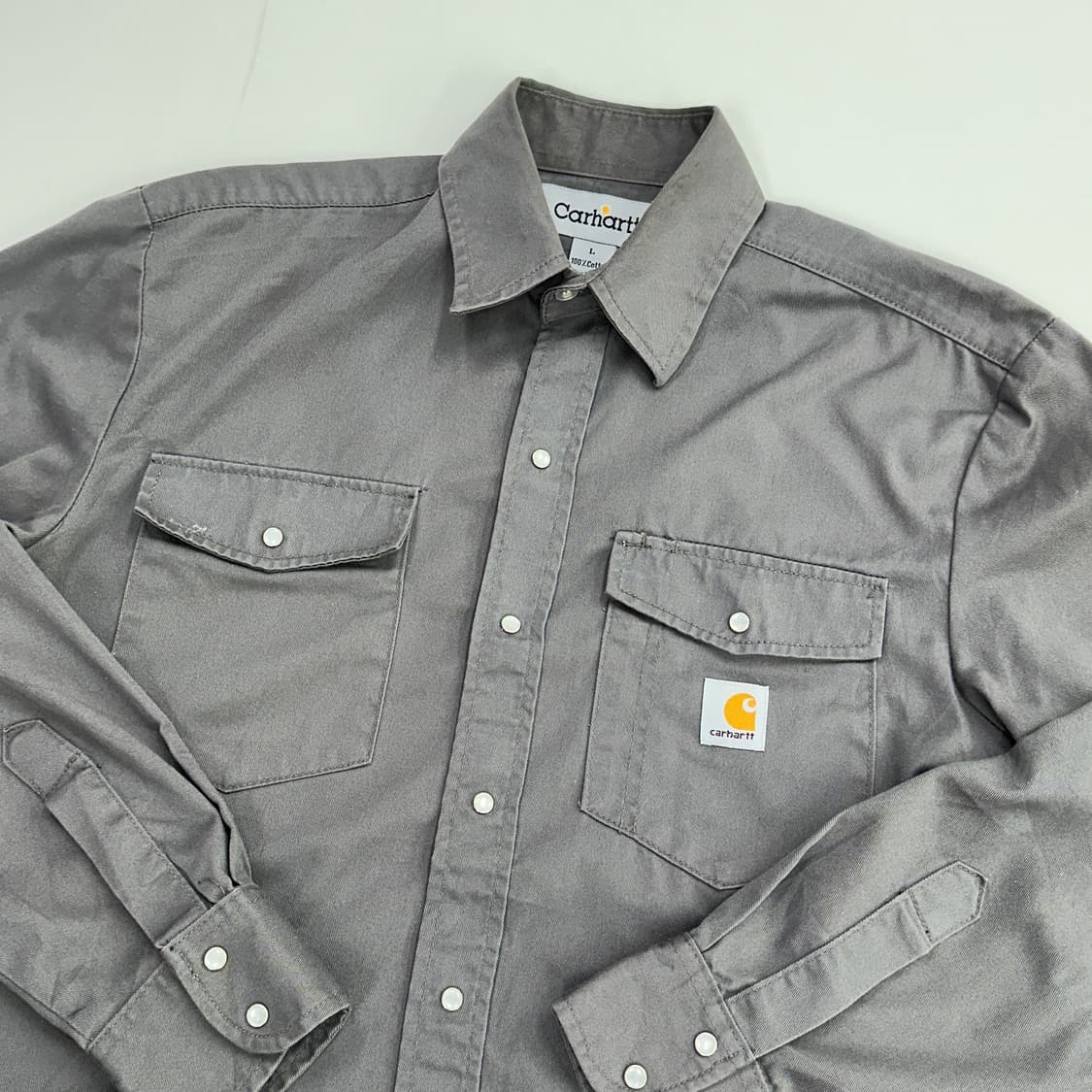 칼하트 투포켓 코튼 워크 셔츠 차콜 상품이미지3