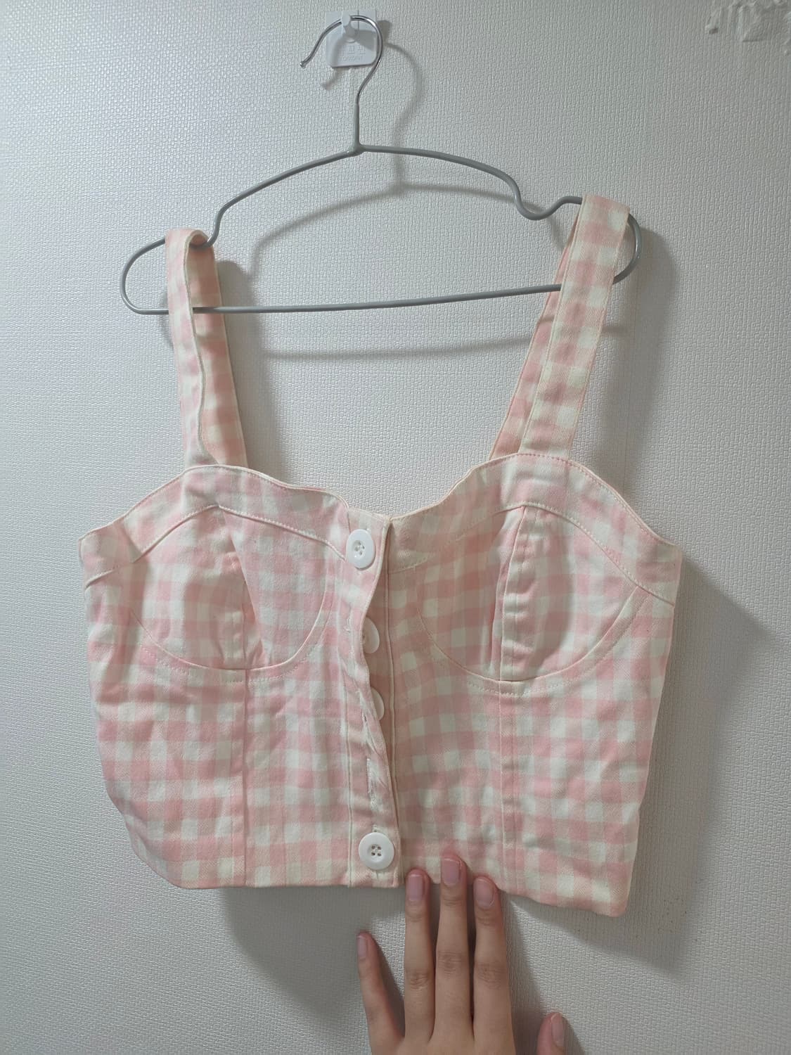 핑크 체크 뷔스티에 상품이미지1