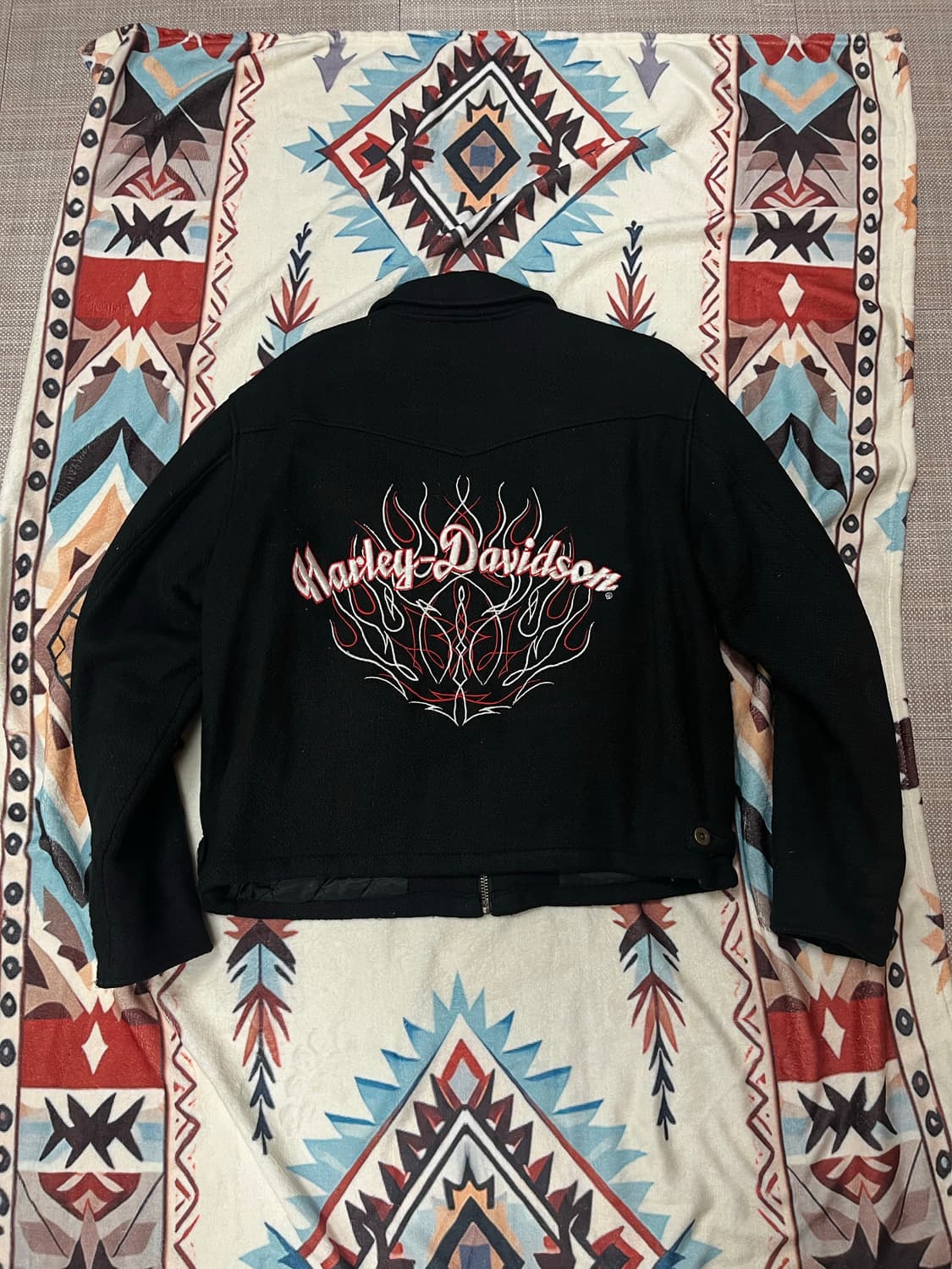 00‘s 할리 데이비슨 플레임 엠브로이더리 블루종 자켓 상품이미지3