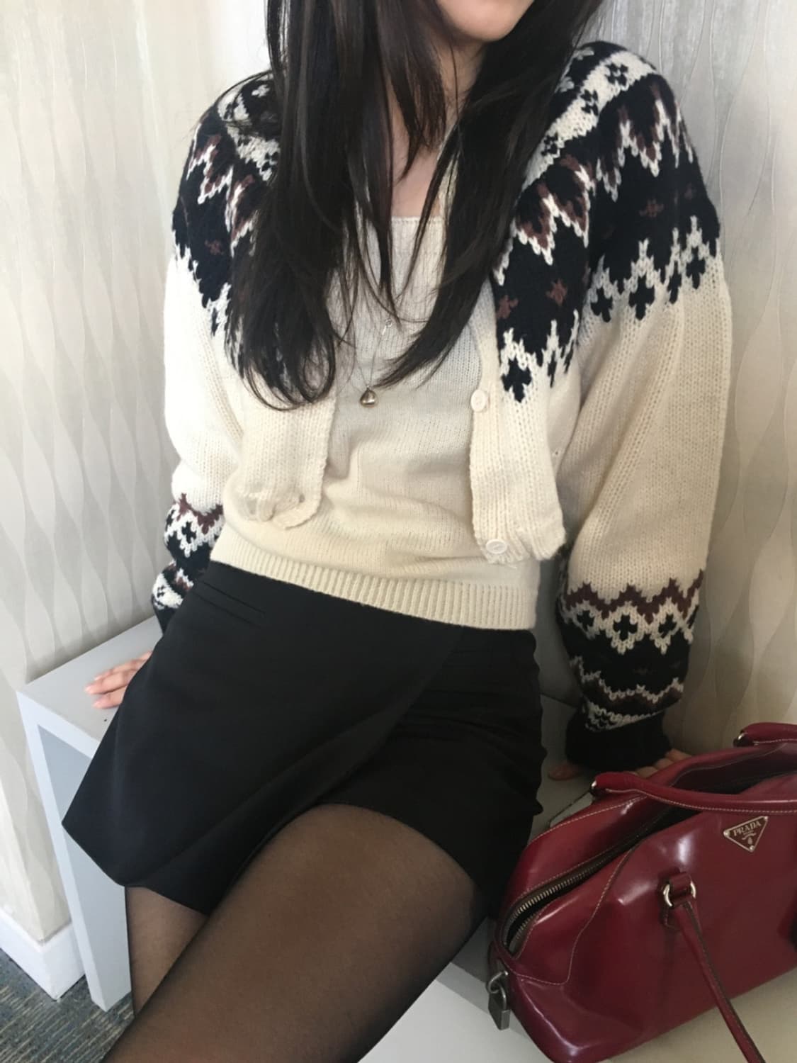 아워캐비넷 스노우 크롭 니트 가디건 세트 상품이미지4