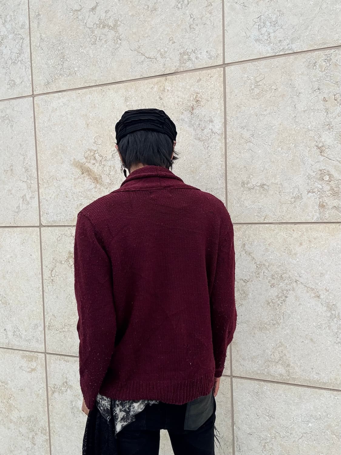 “Vintage” burgundy Zipper detail Knit Ca 상품이미지3