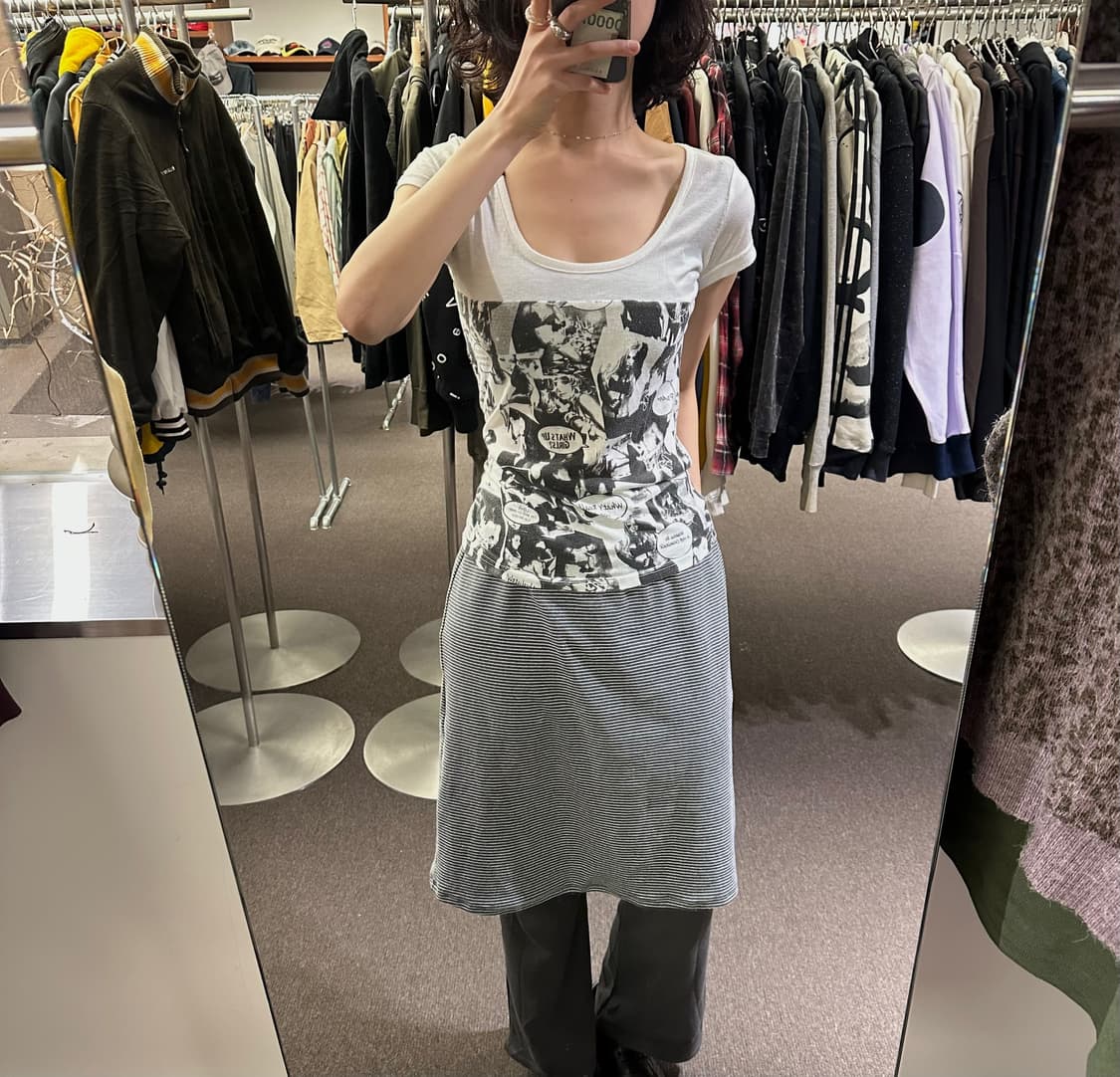 OS)Lip survice vintage 여성 프린팅 화이트 반팔 티셔츠 상품이미지1