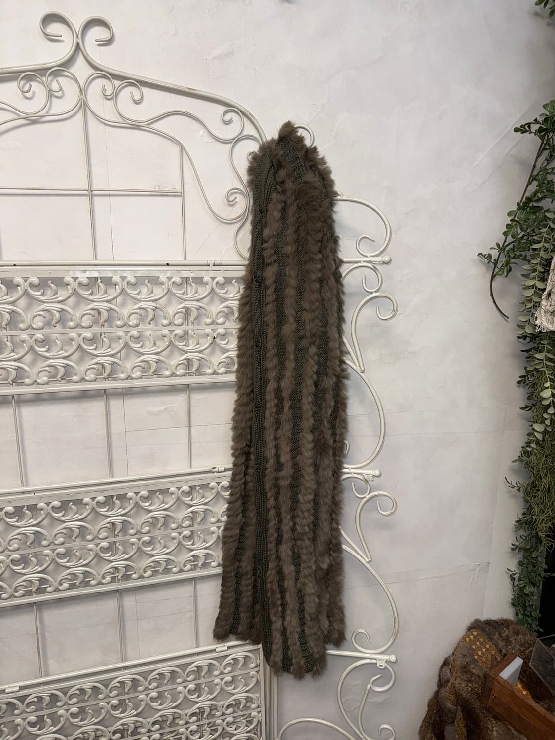 Ash brown rabbit fur trimming muffler 상품이미지3