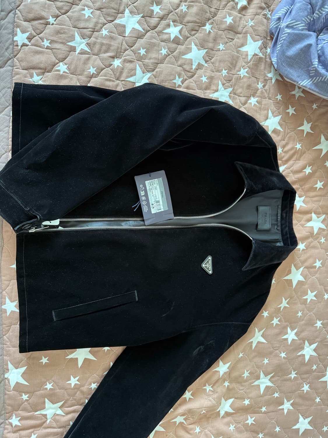 [L]프라다벨벳블루종블랙 상품이미지1