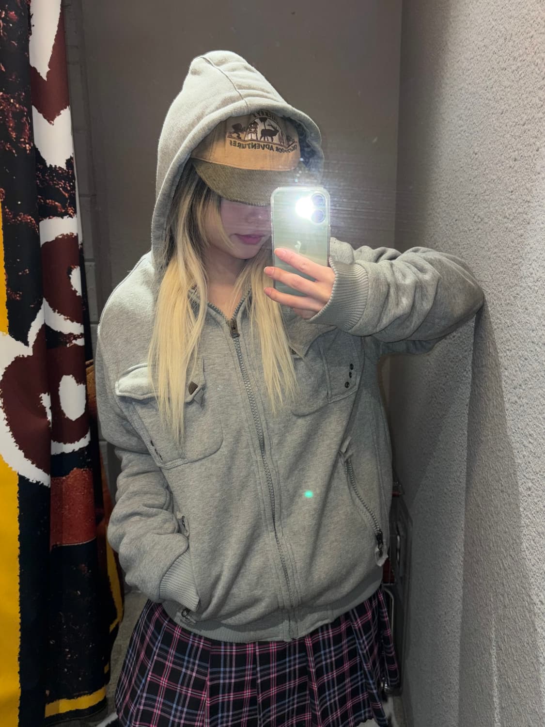 Jinqueqiao 빈티지 퍼 후드집업 상품이미지1