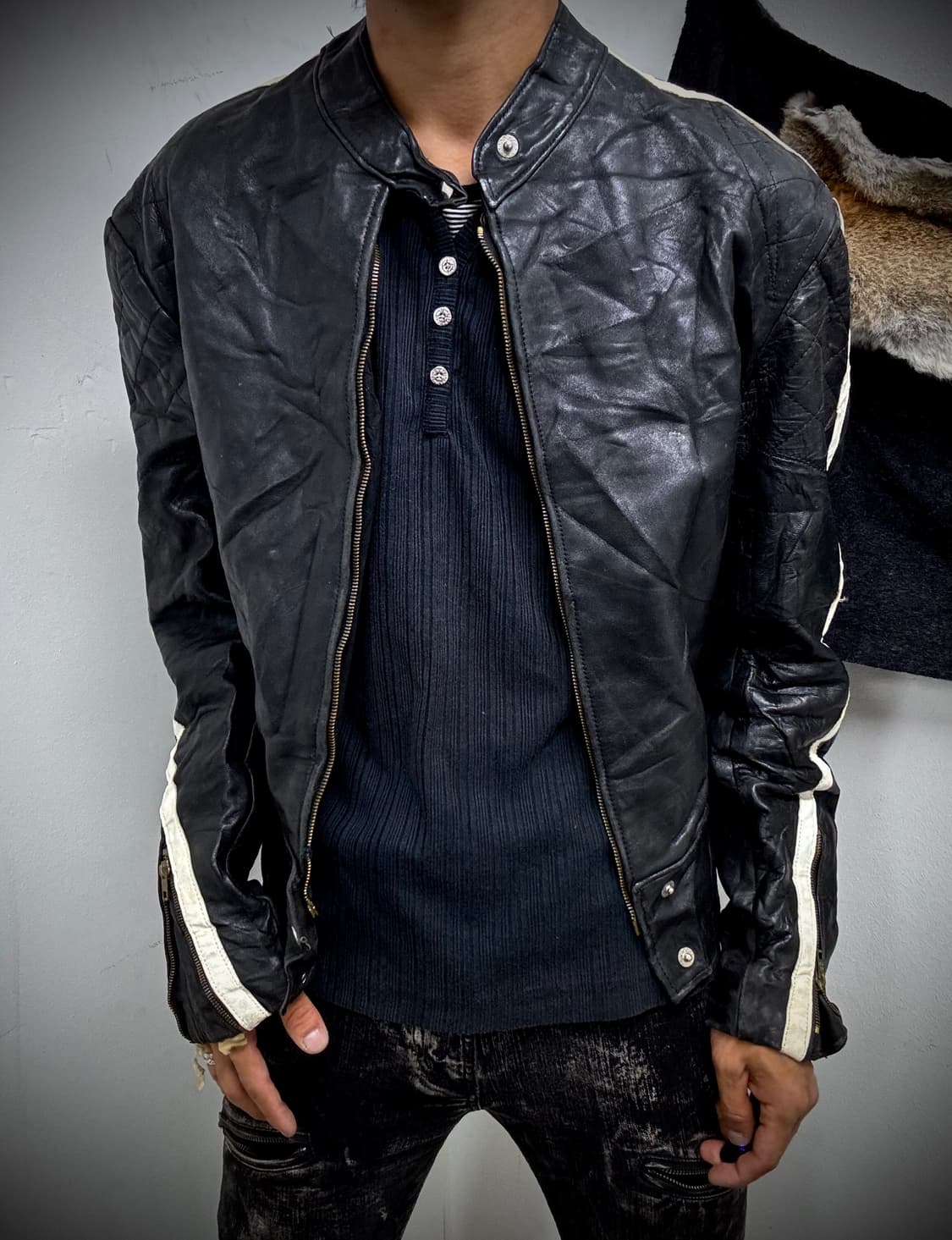 “Vintage” Chic Mood Zipper Detail Leathe 상품이미지10