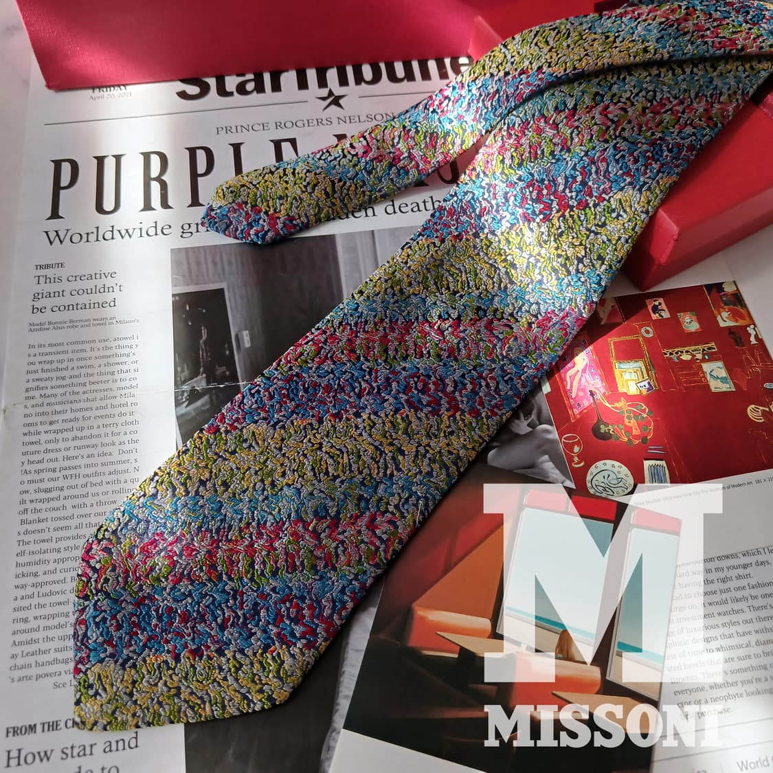 미쏘니 실크 멀티컬러 자카드 패턴 넥타이 9cm S~A+등급 E762 상품이미지1